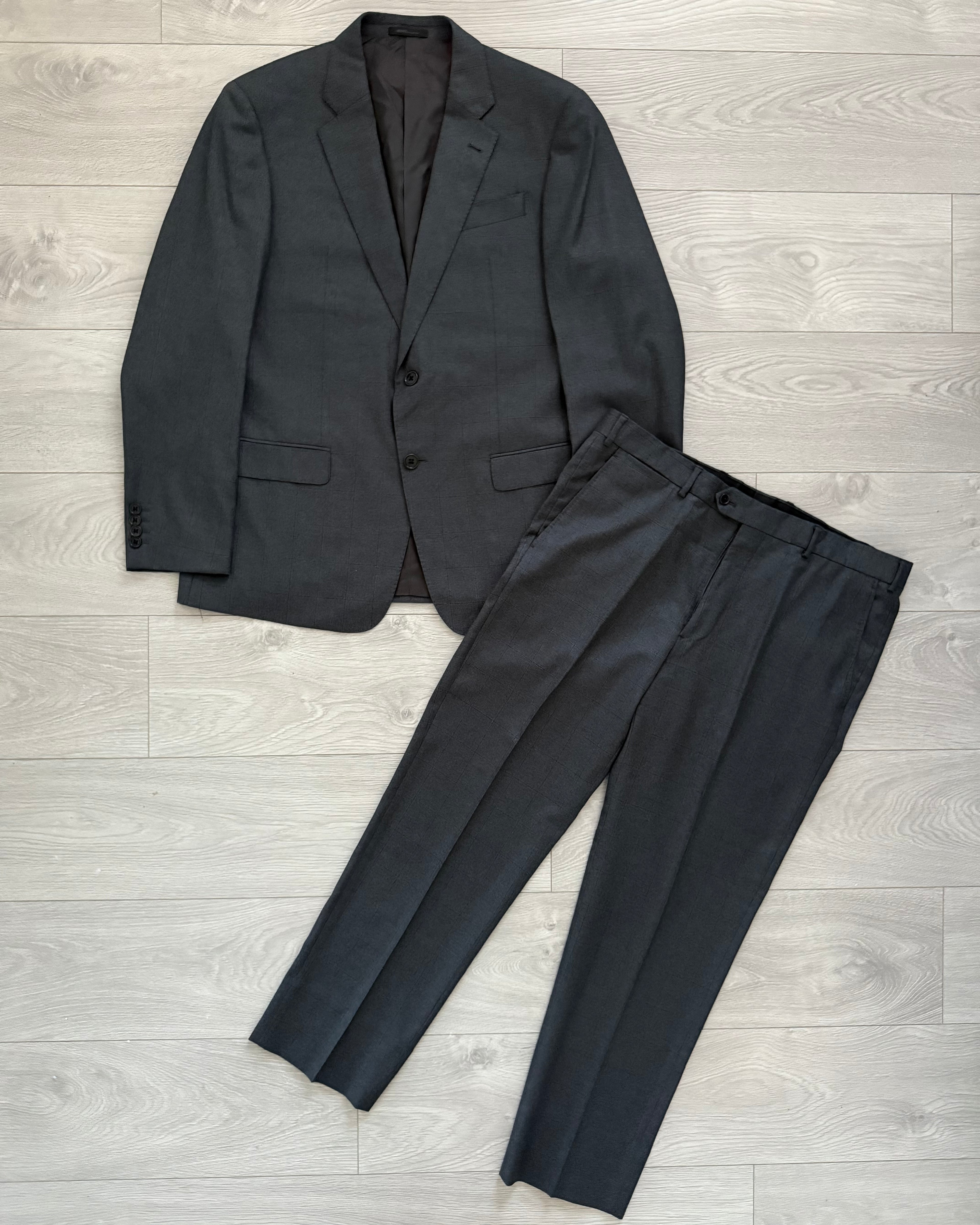 Armani 2016 Windowpane Check Wool Suit - L Jacket / 38" Waist