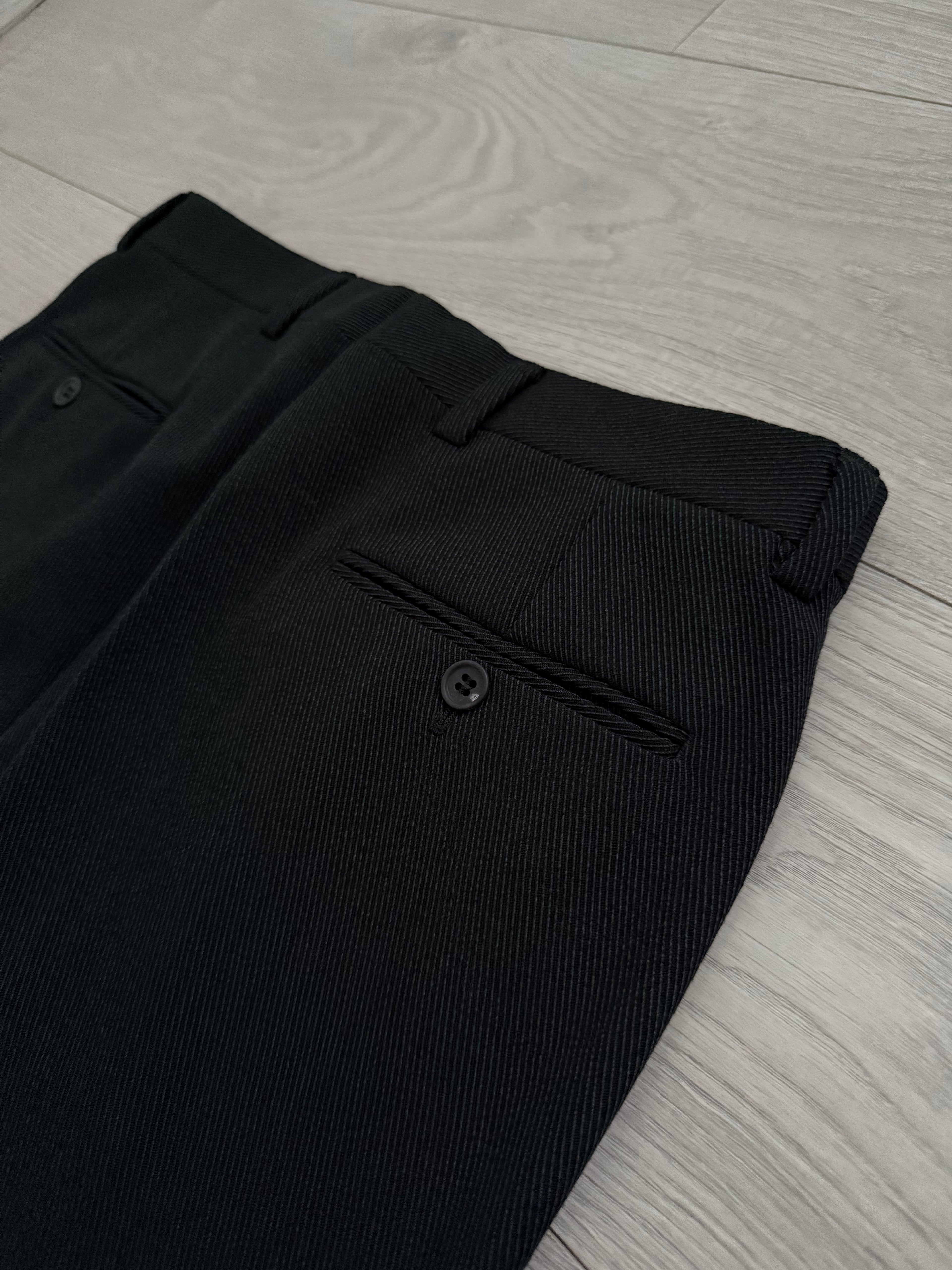 Giorgio Armani 1980s 3B Pleated Wool Suit Black New - Size L Jacket / 32" Waist