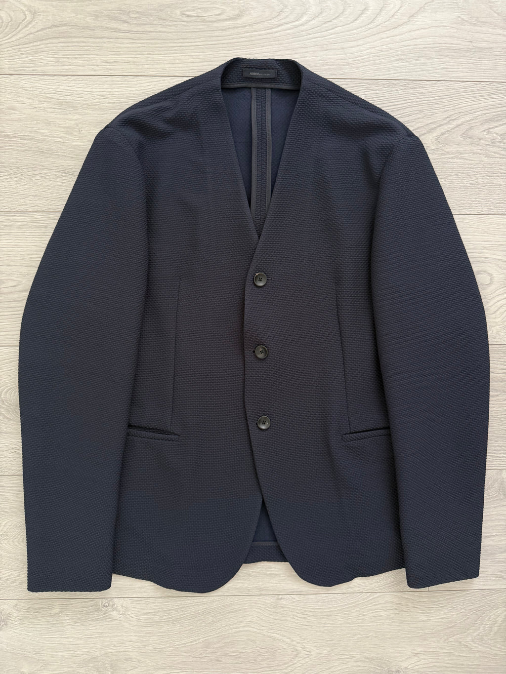 Armani 2000s Collarless Textured Sports Jacket Blazer - Size L