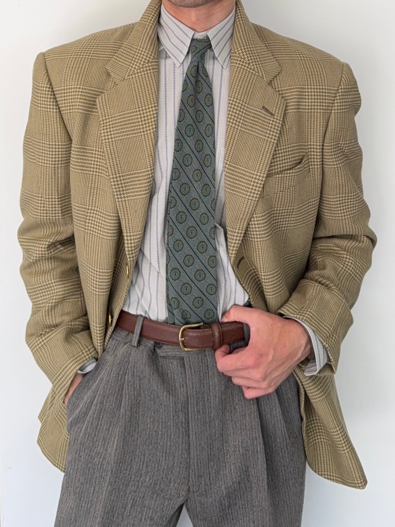 Valentino 1980s Check Wool Sports Blazer Jacket - Size L