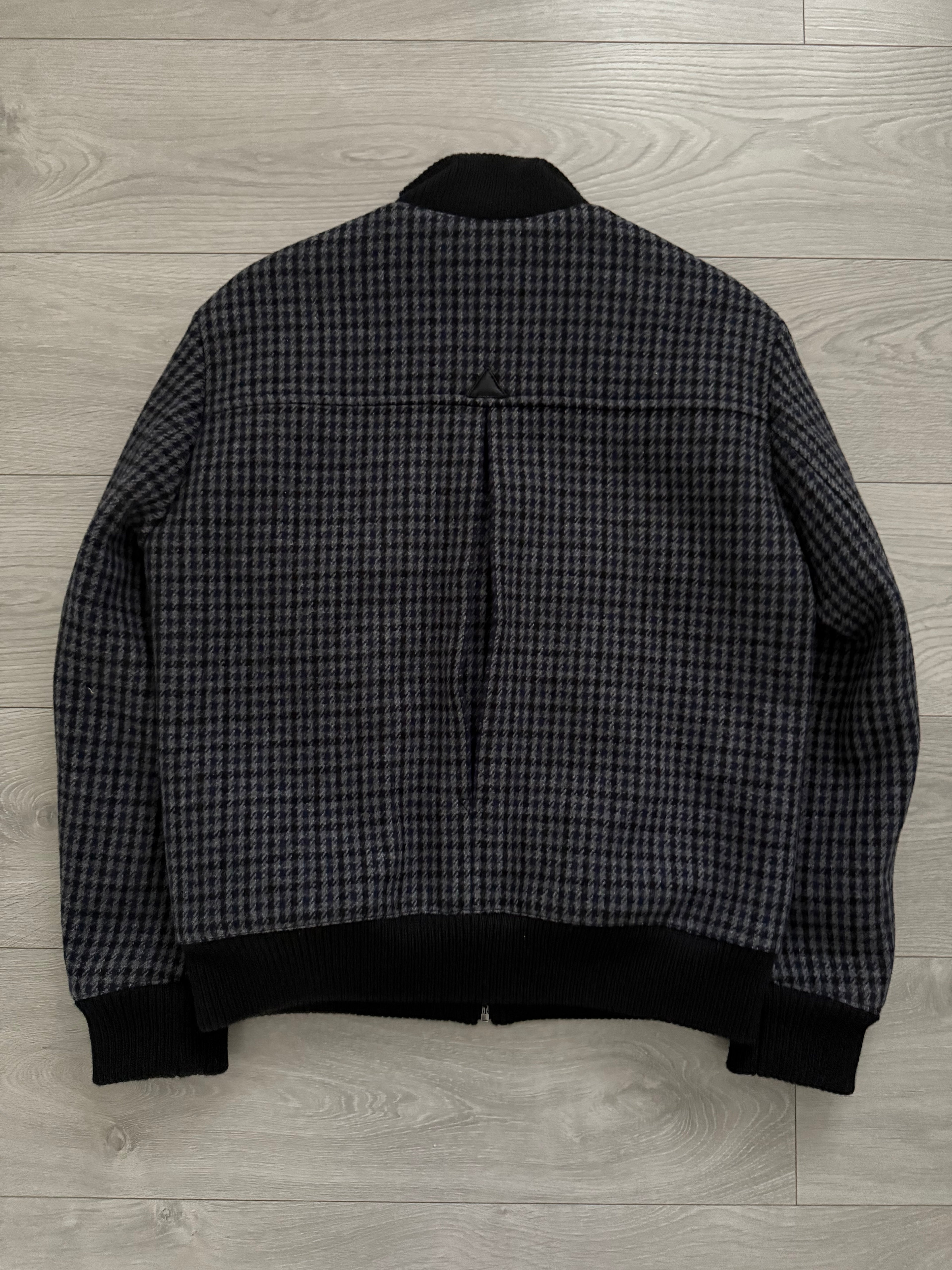 Hugo Boss Houndstooth Pattern Wool Bomber Jacket - Size S