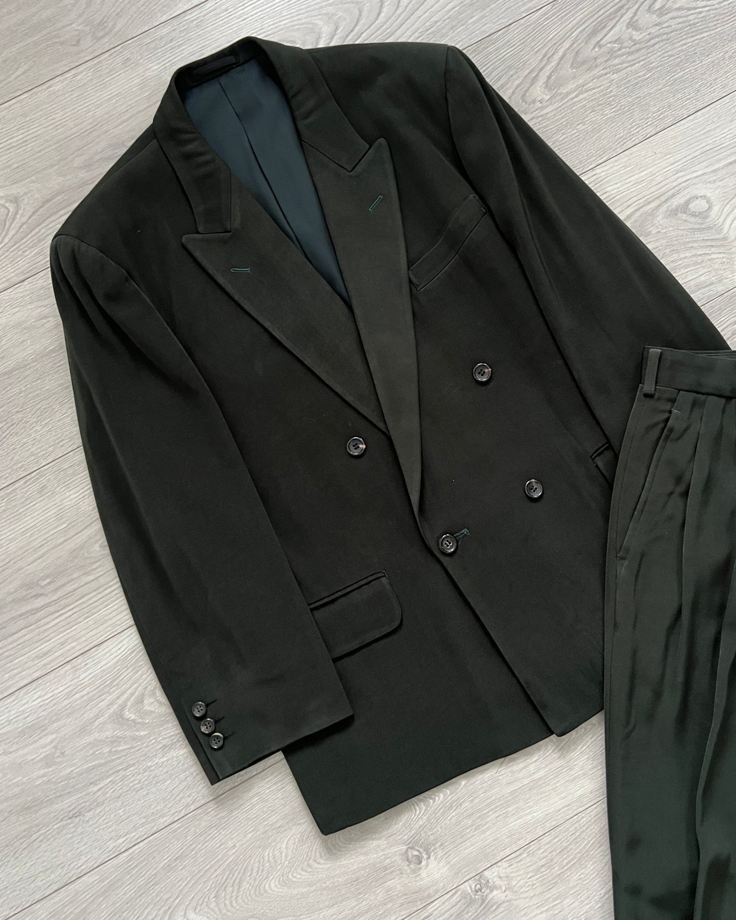 Comme Des Garcons Homme Plus AW1990 Pleated Double-Breasted Ribbed Suit - Size S Jacket / 30" Waist