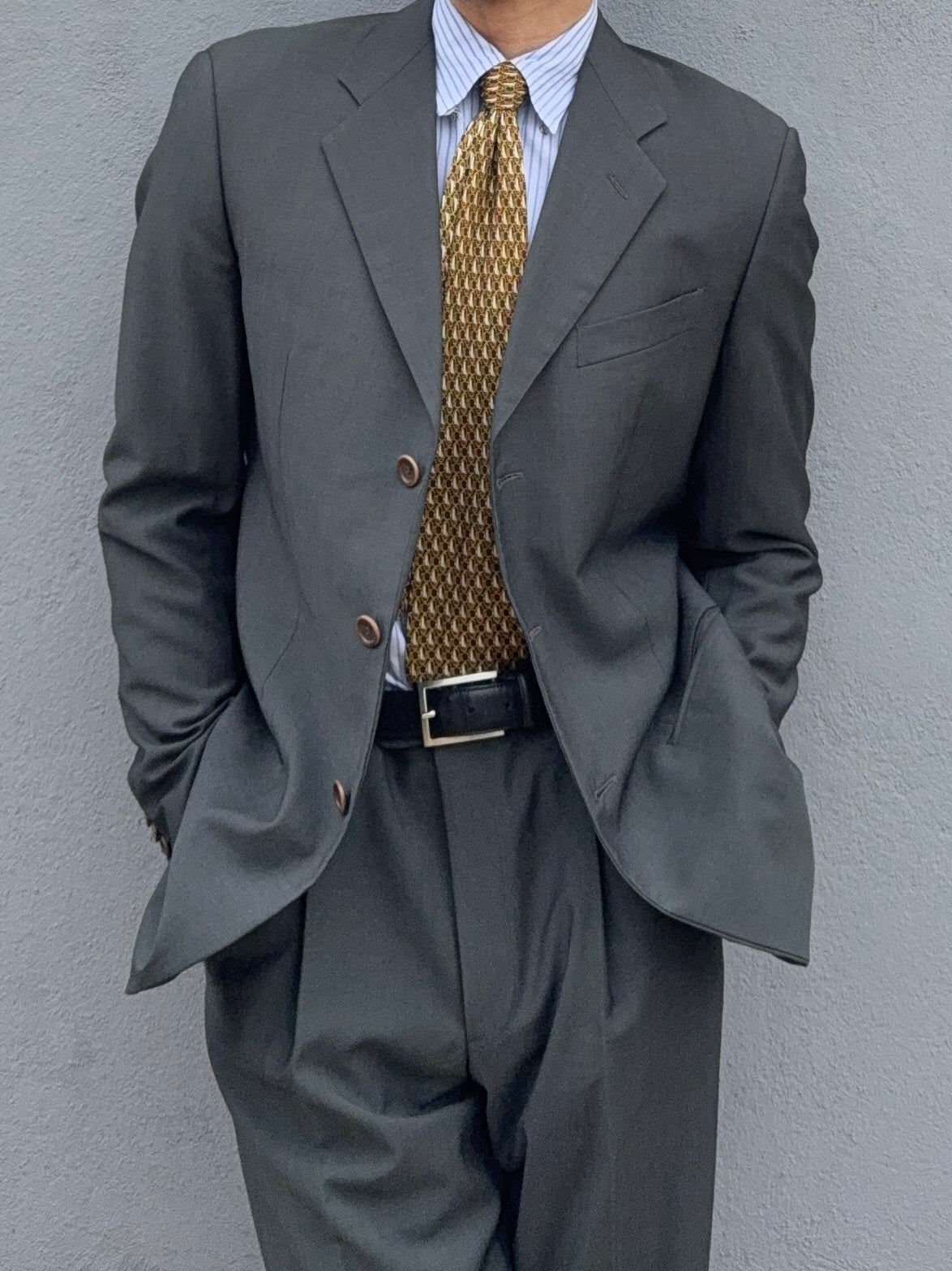 Armani 1990s 3B Forest Green Pleated Wool Suit - Size M Jacket / 32" Waist