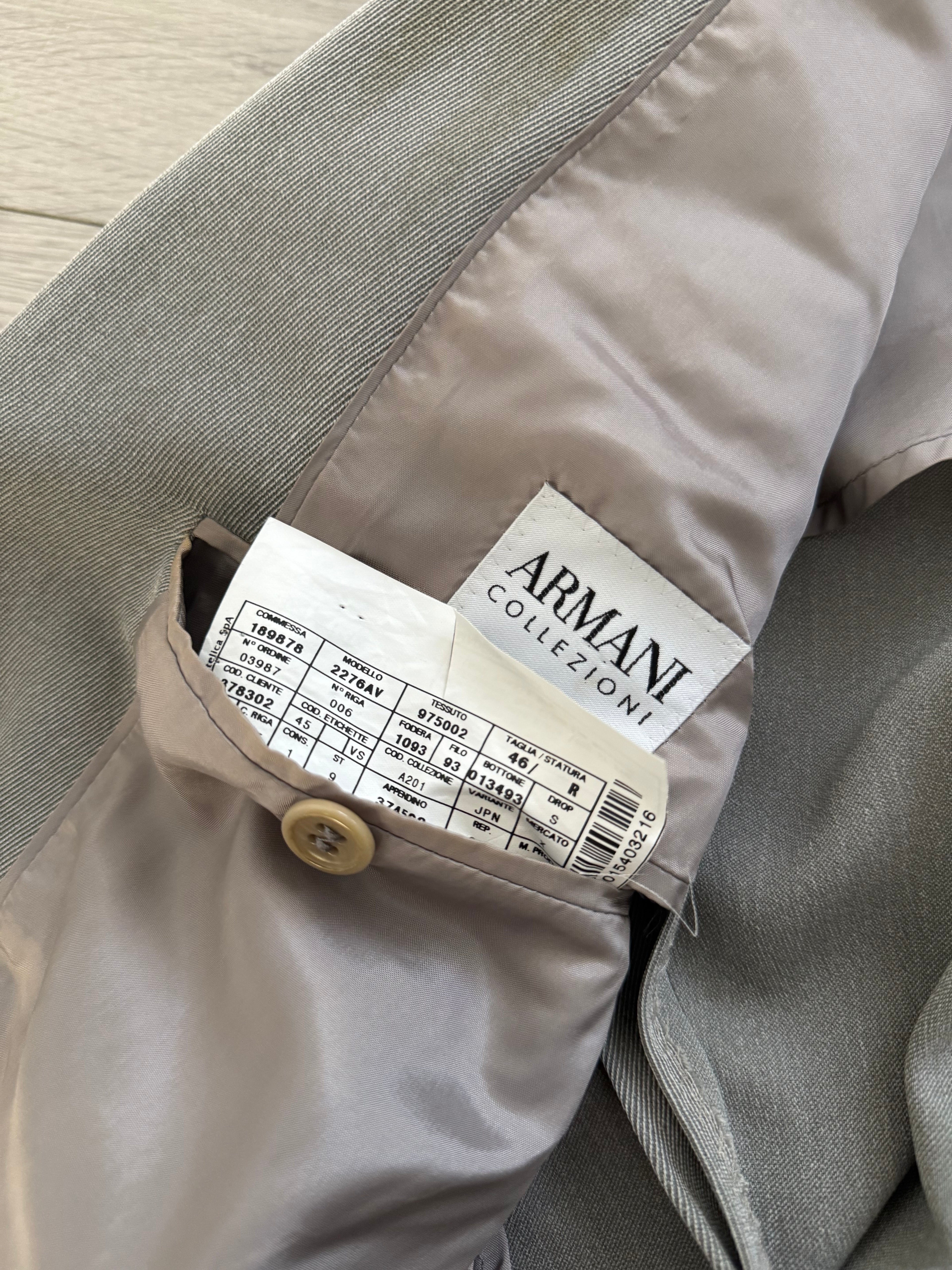 Armani 1990s 2B Draped Crepe Weave Grey Suit - Size S Jacket / 30" Waist