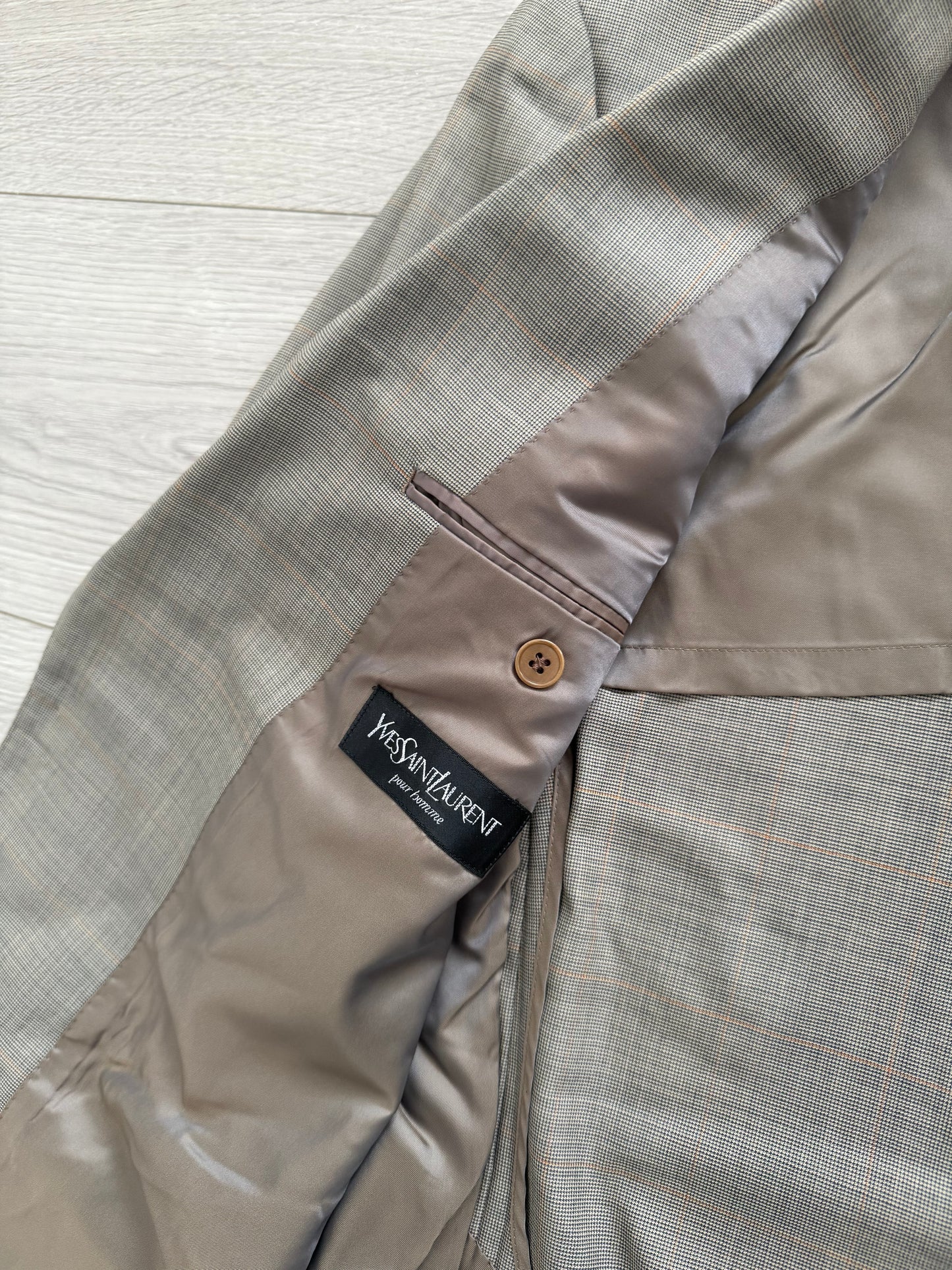 Yves Saint Laurent 1990s Checkered Pleated Wool Suit - Size L Jacket / 34" Waist