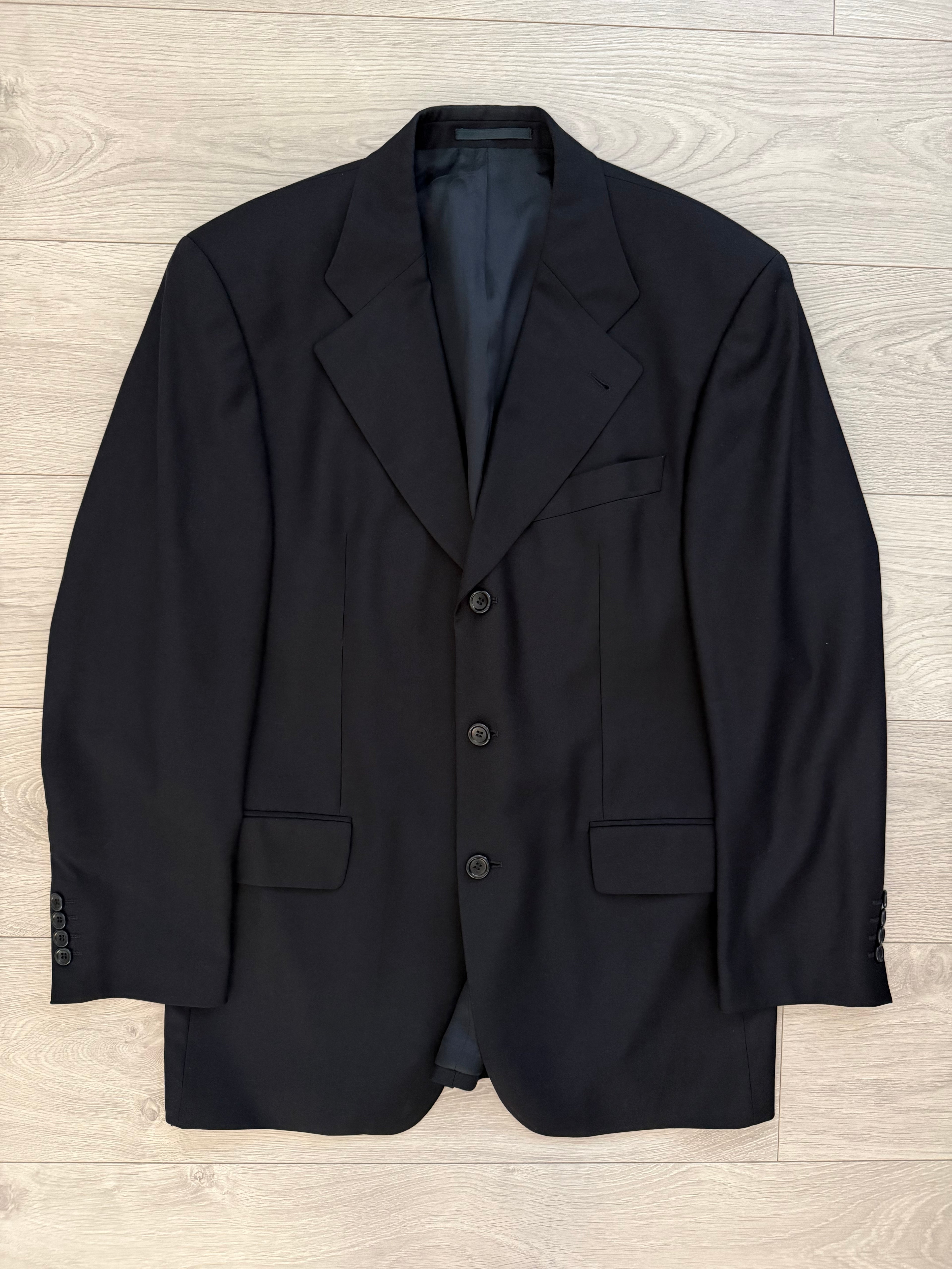 Hugo Boss 1980s 'Posseiden' 3B Super 100s Navy Wool Pleated Suit - Size M Jacket / 31" Waist
