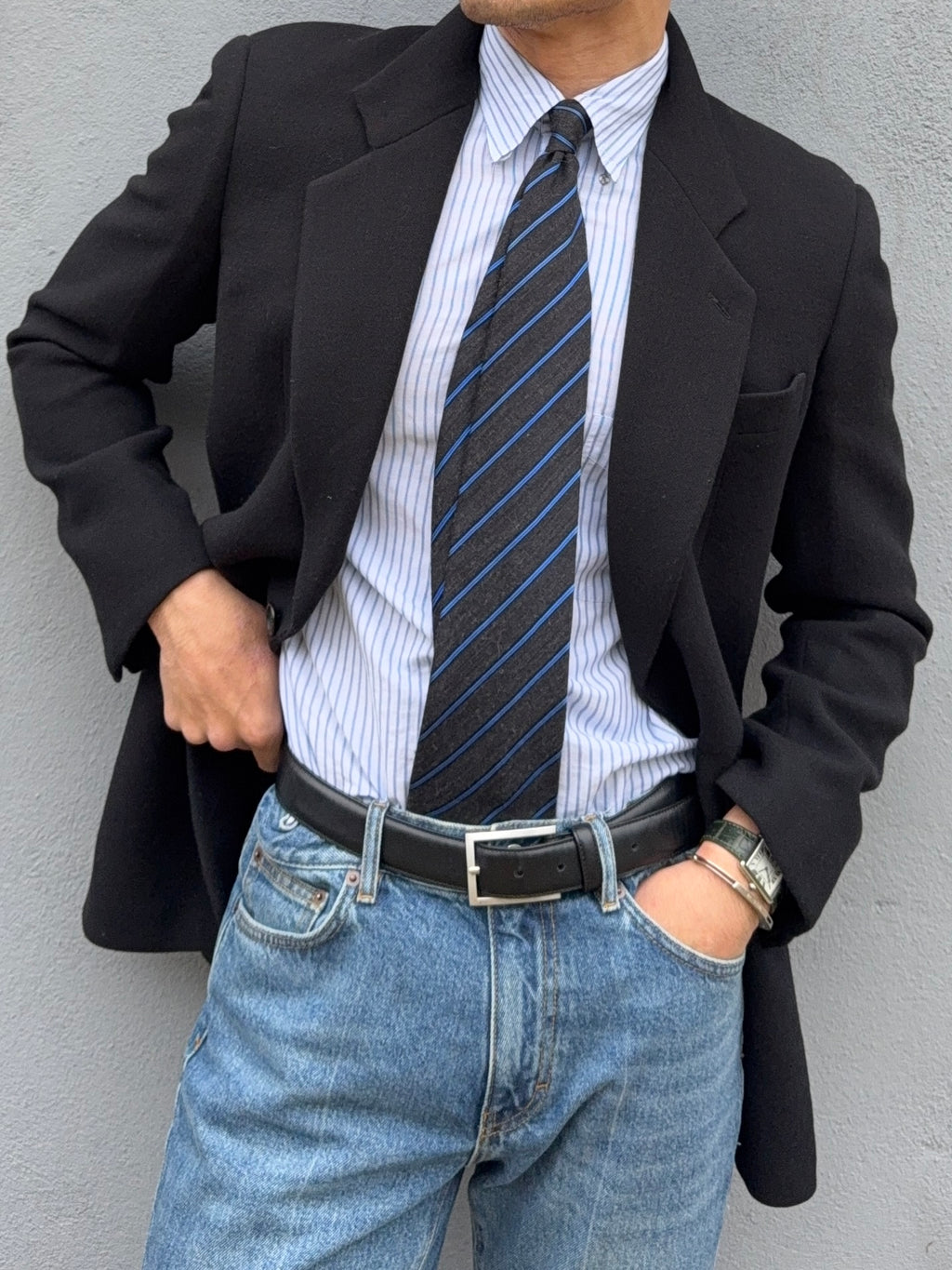 Giorgio Armani 1990s Black Wool Blend Sports Jacket Blazer - Size S