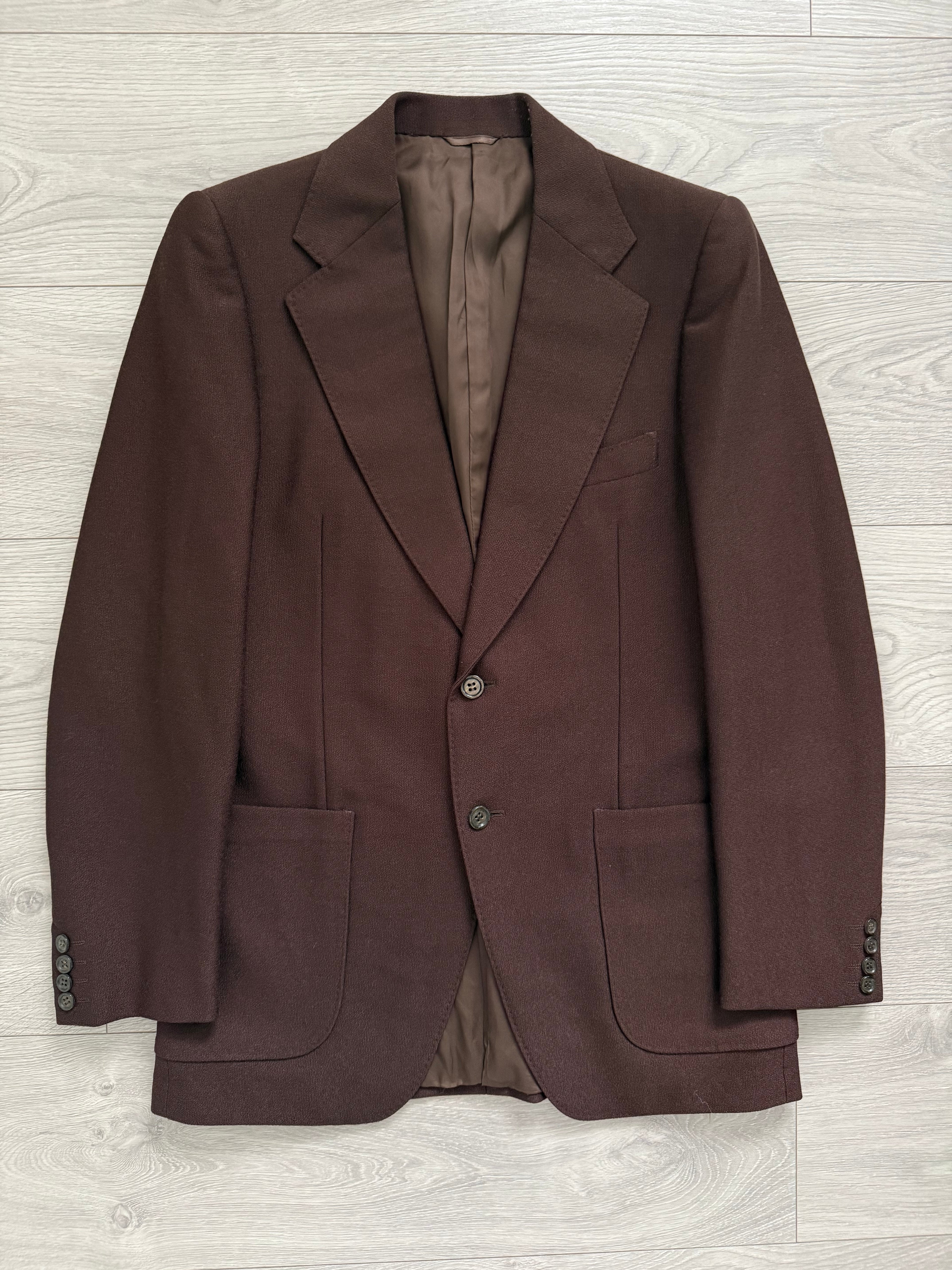 1970s Vintage Burgundy Brown Wool Sports Jacket Blazer Made in Italy - Size S