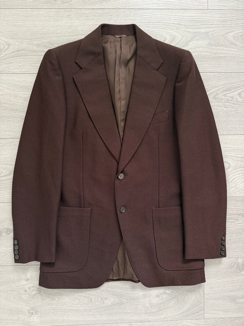 1970s Vintage Burgundy Brown Wool Sports Jacket Blazer Made in Italy - Size S