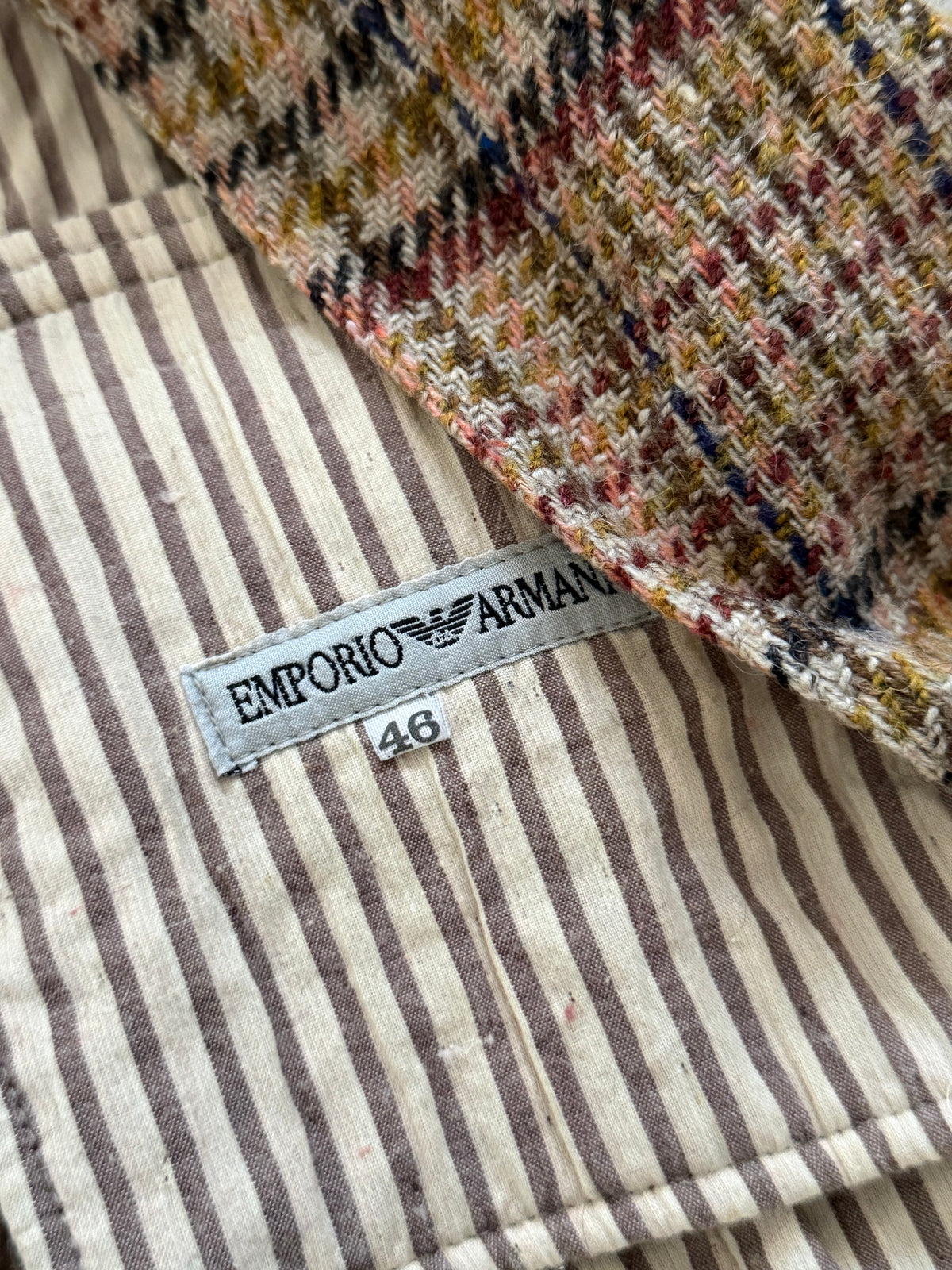 Emporio Armani 1990s 3B Check Wool Textured Sport Jacket Blazer - Size M