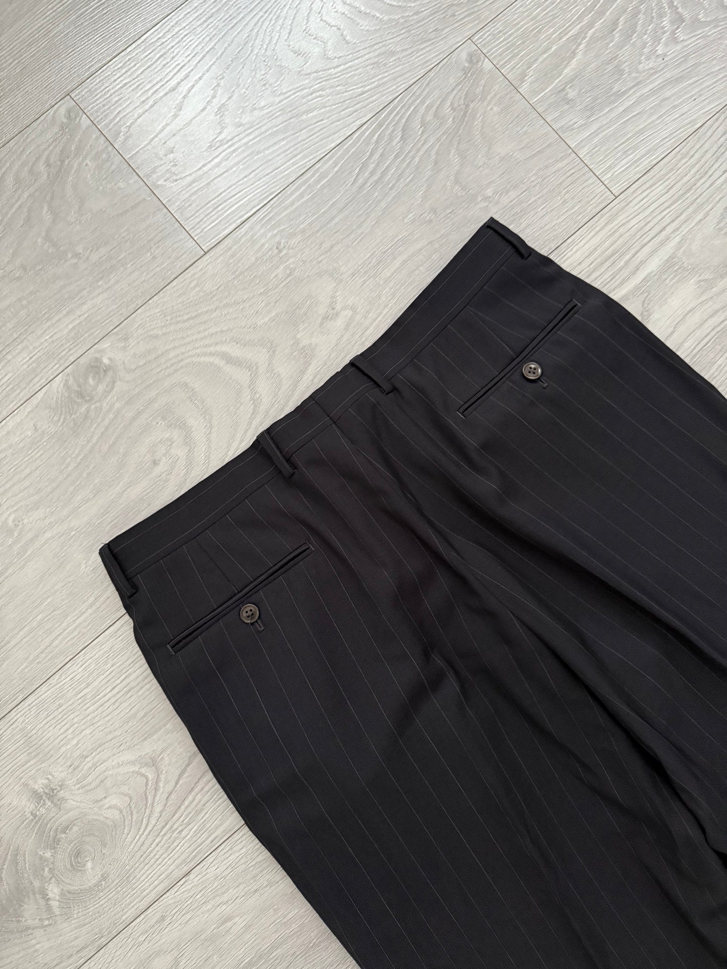 Armani 1990s Double Breasted Pleated Wool Suit - Size L Jacket / 34" Waist