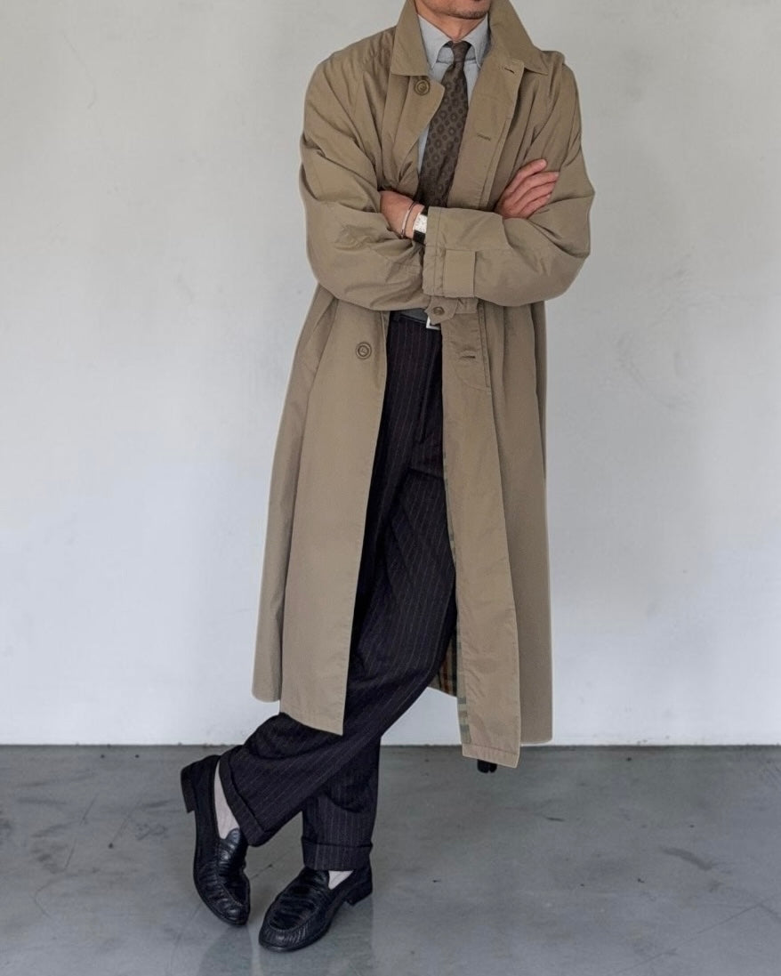 Emporio Armani 1990s Balmacaan Padded Trench Coat - Size L