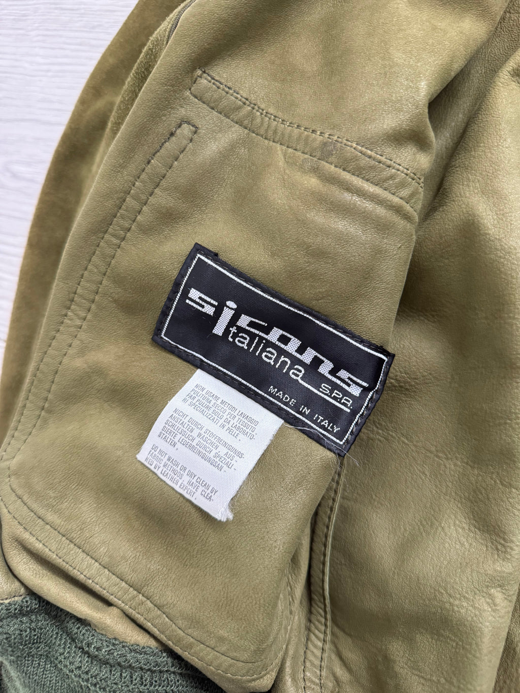 Sicons Armani 1980s Suede Green Military Flight Jacket - Size S