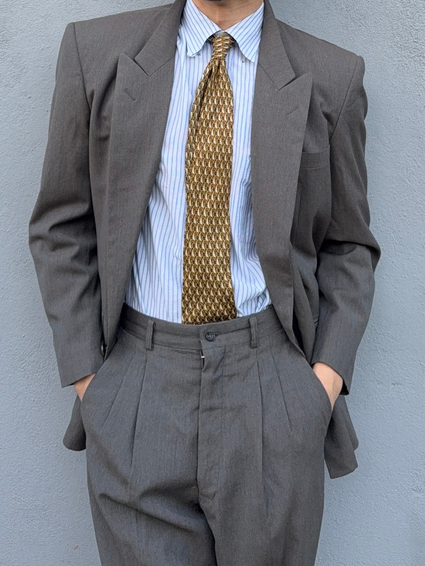 Comme Des Garcons Homme 1989 Double Breasted Pleated Wool Grey Suit - Size S Jacket / 28" Waist