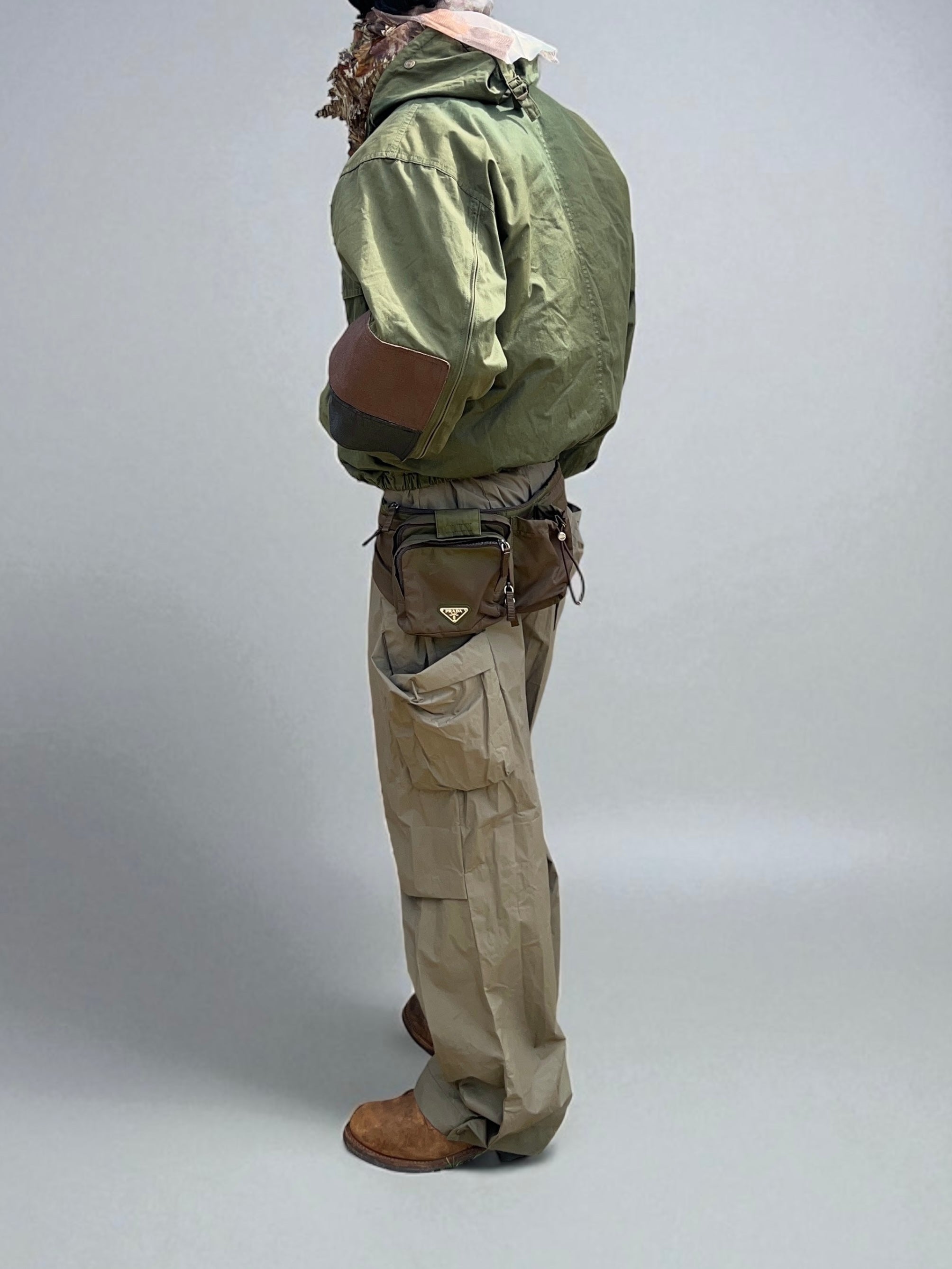 Prada Vela Nylon Metal Plaque Multi-Pocket Waist Crossbody Bag