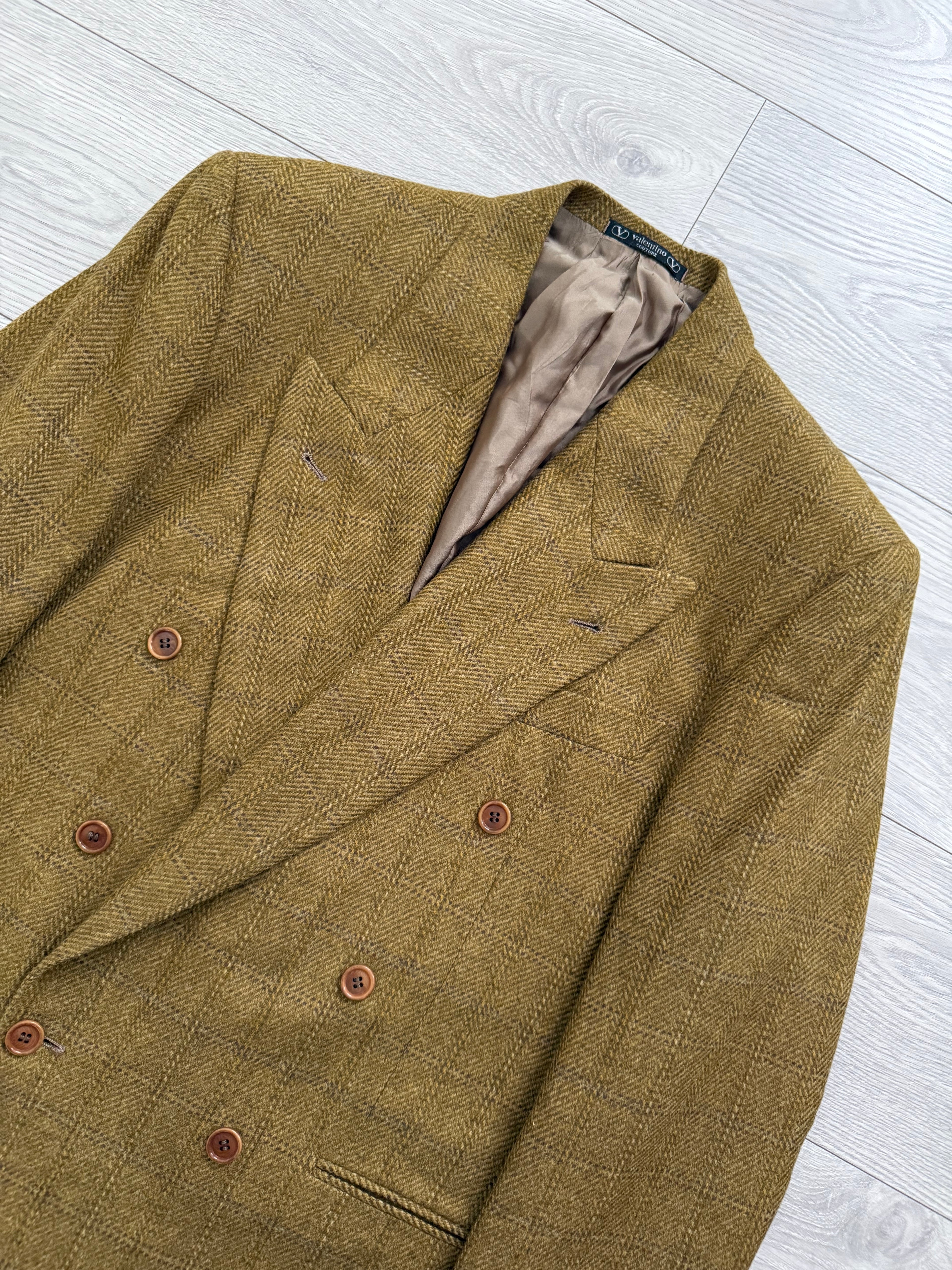 Valentino 1980s Peaked Lapel Double Breasted Wool Jacket  - Size M
