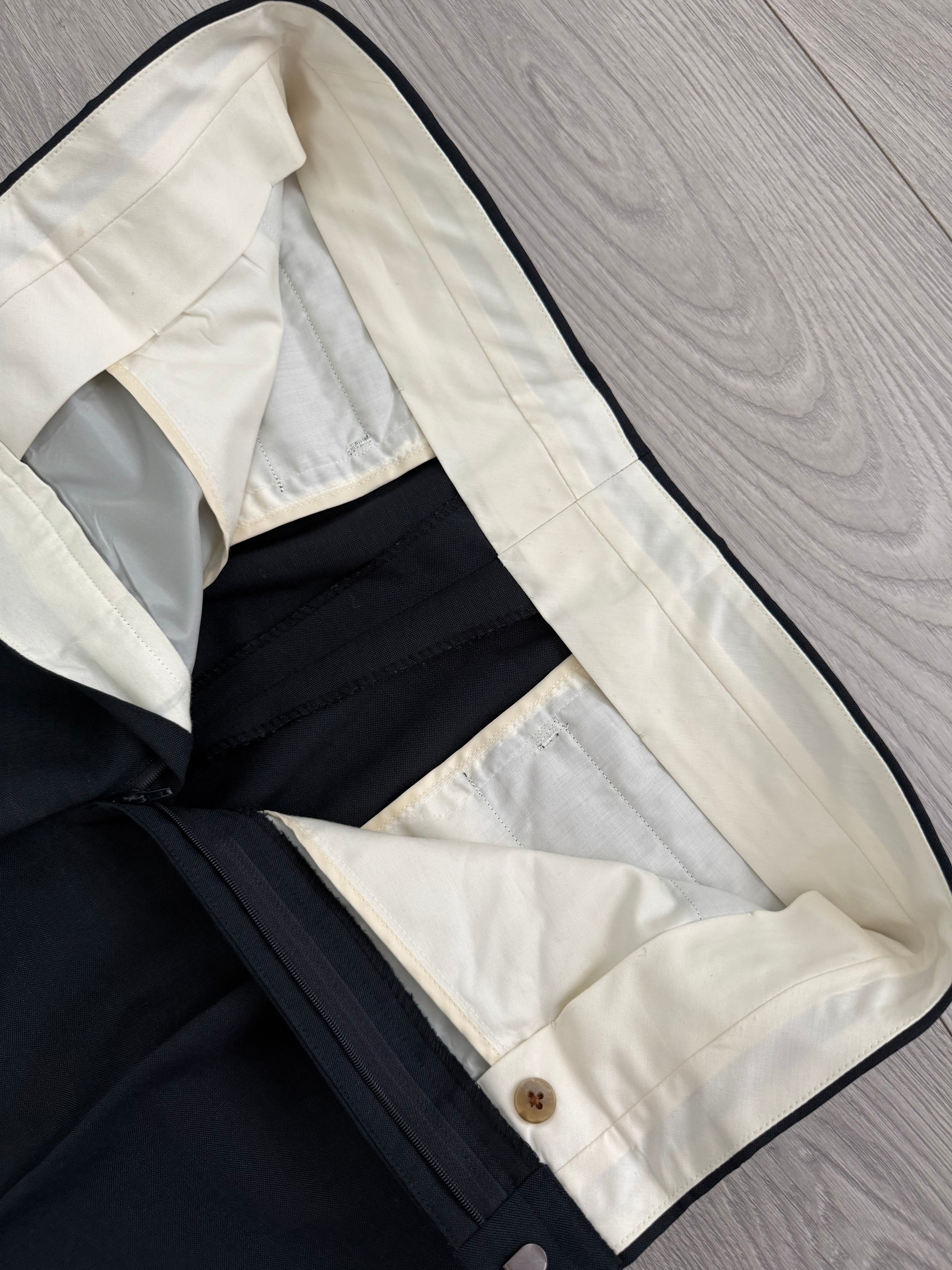 Burberry 1990s 2B Double-Pleat Wool Mohair Navy Suit - Size S Jacket / 32" Waist
