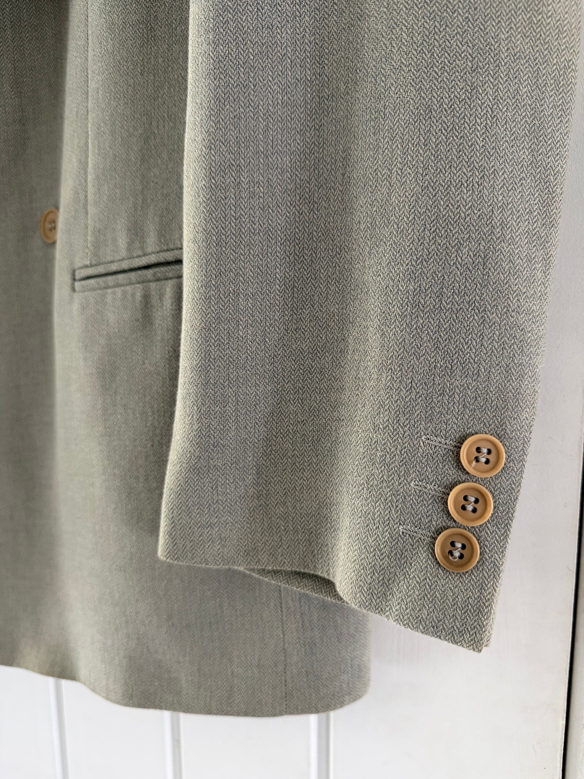 Emporio Armani 1996 Peaked Lapel Double Breasted Draped Wool Cotton Sport Jacket Blazer - Size M