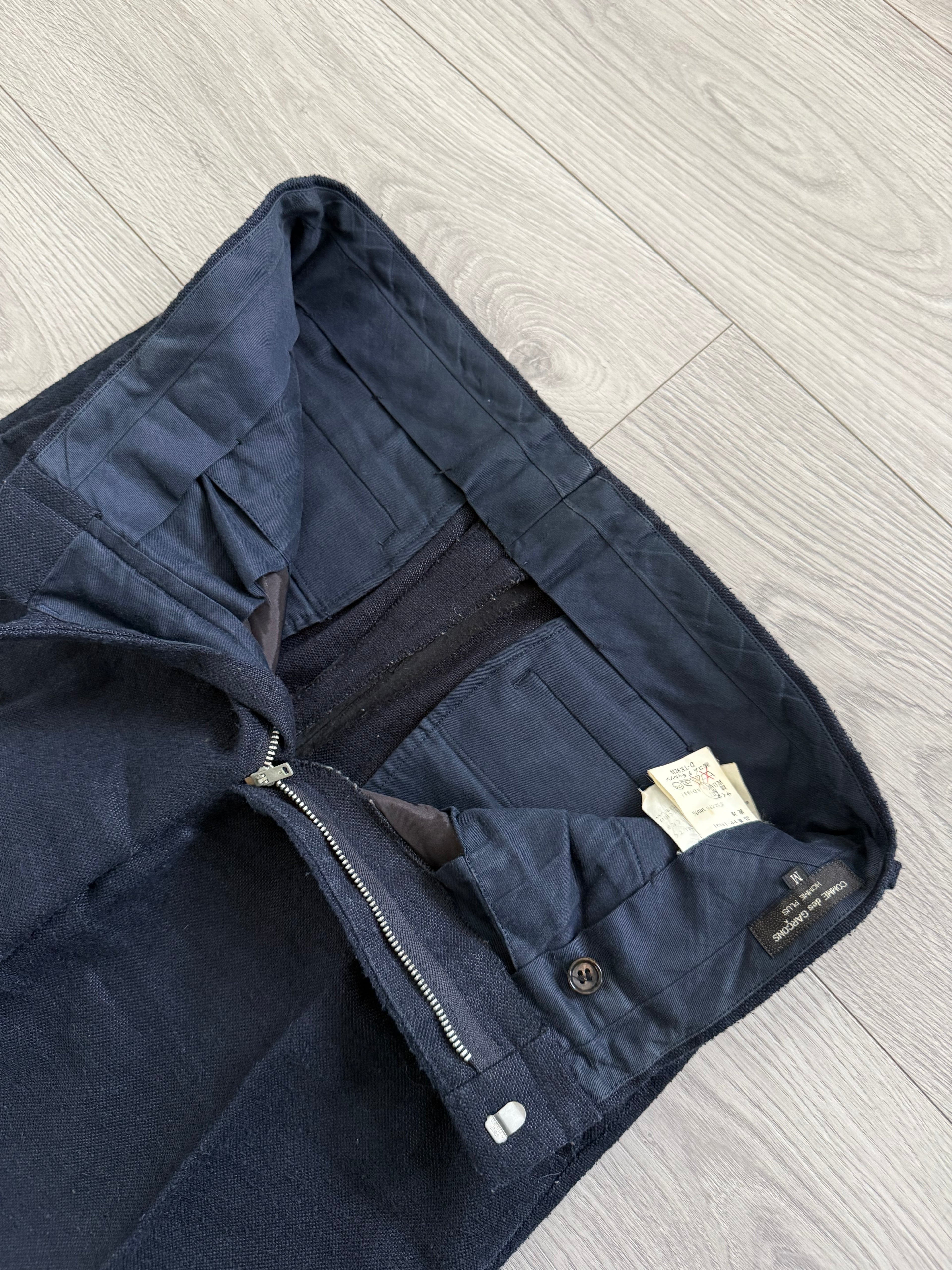 Comme Des Garcons Homme Plus SS1998 Structured Poly 'Pilled' Blue Suit - Size M Jacket / 32" Waist