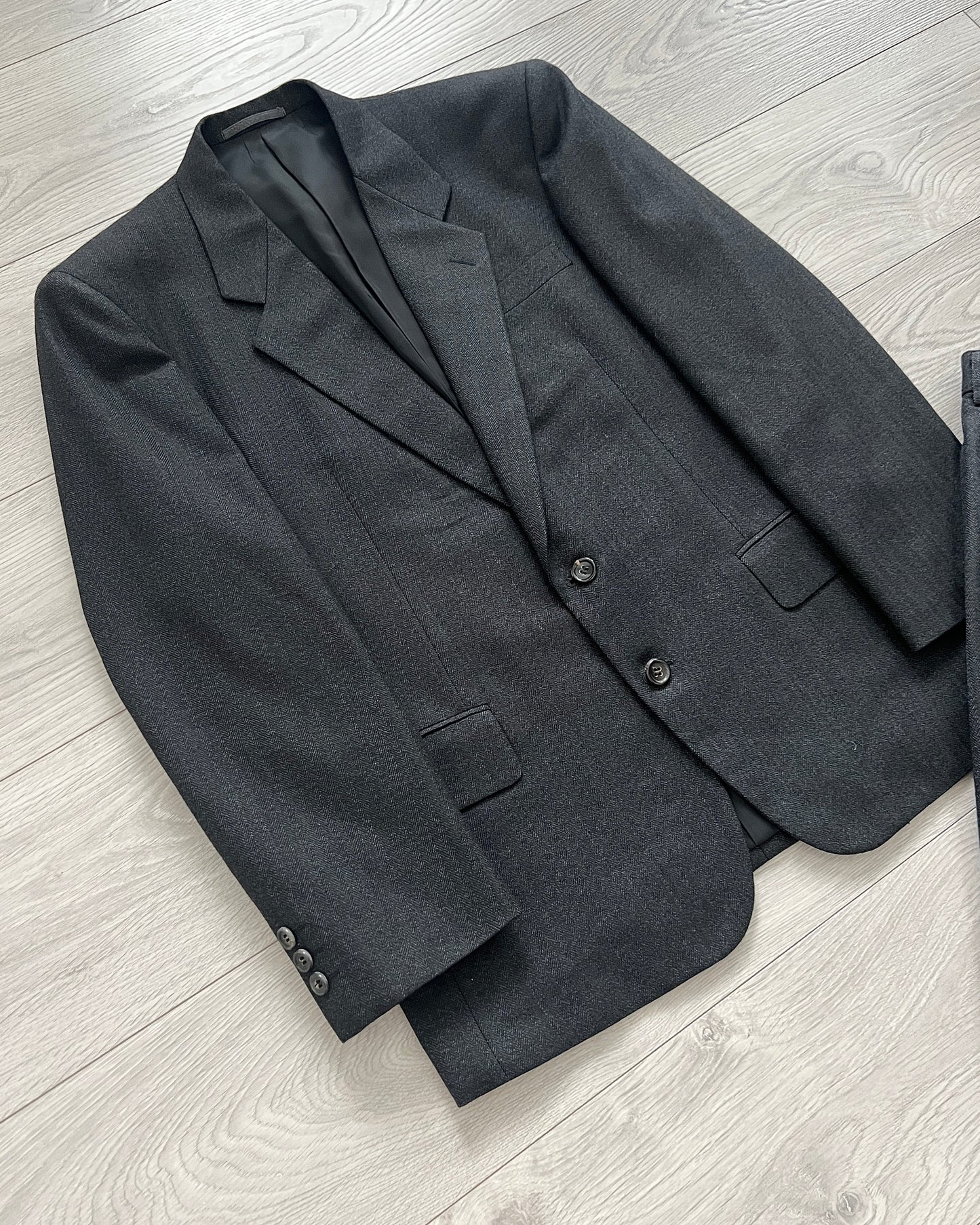 Comme Des Garcons Homme Deux 1995 Pleated Herringbone Suit - M Jacket / 30" Waist