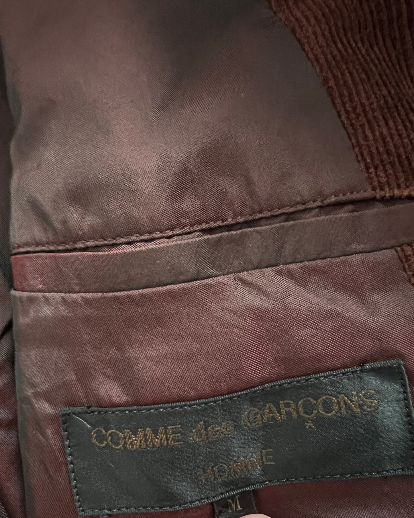 Comme Des Garcons Homme 1993 Rust Red Corduroy Jacket - Size M