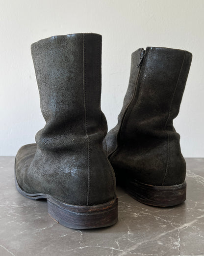 Maison Martin Margiela FW2003 Line 10 Blistered Leather Square Toe Boots - Size US9