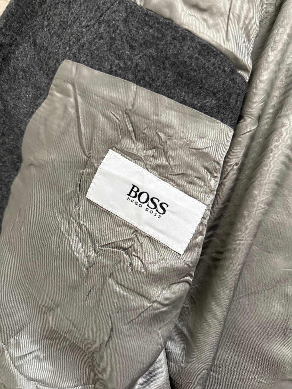 Hugo Boss 1980s 'Al Capone' Grey Peaked Lapel Double Breasted Wool Sports Jacket Blazer - Size M