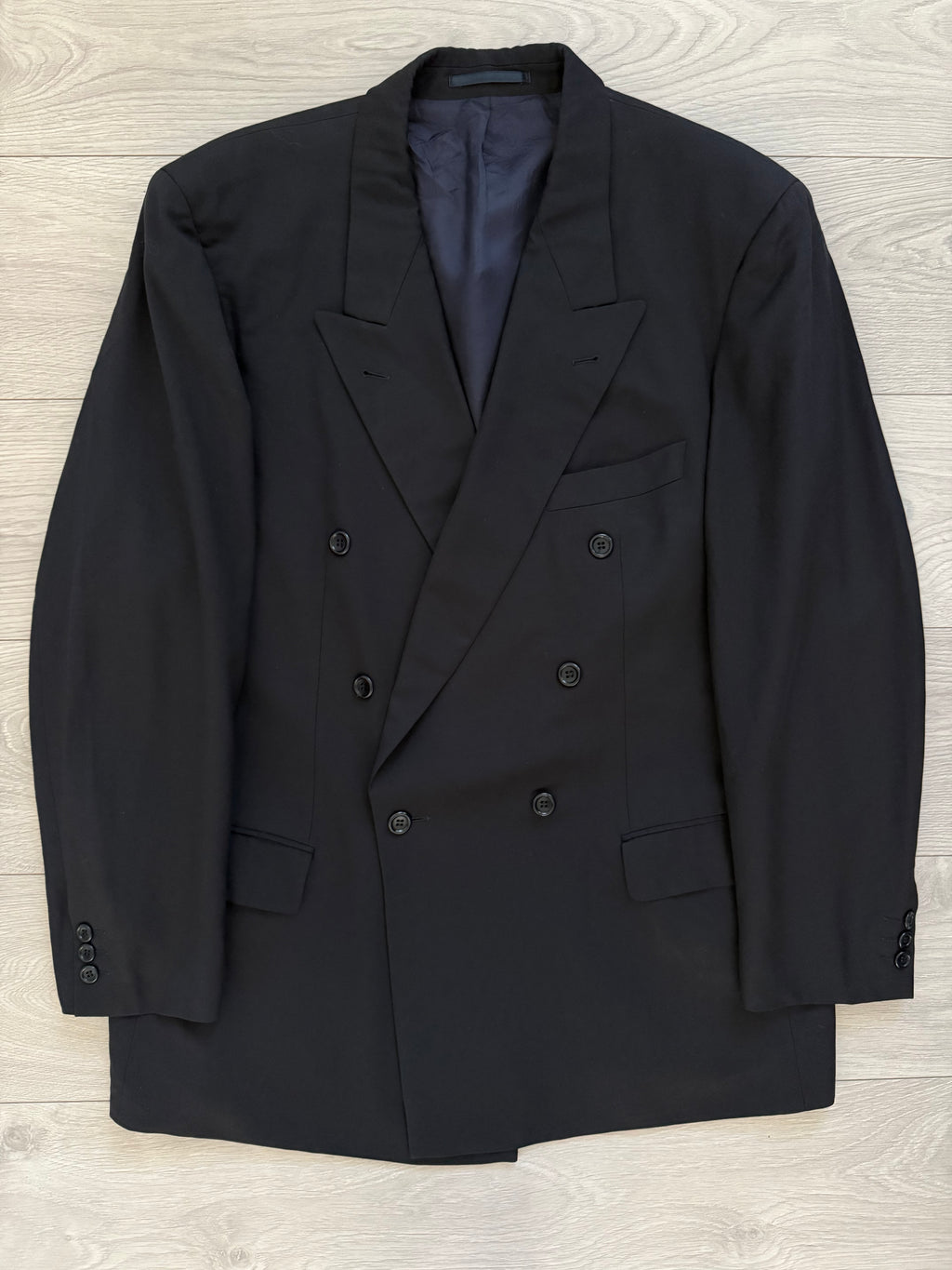 Hugo Boss 1980s Peaked Lapel Double Breasted Wool Sports Blazer Jacket - Size XXL
