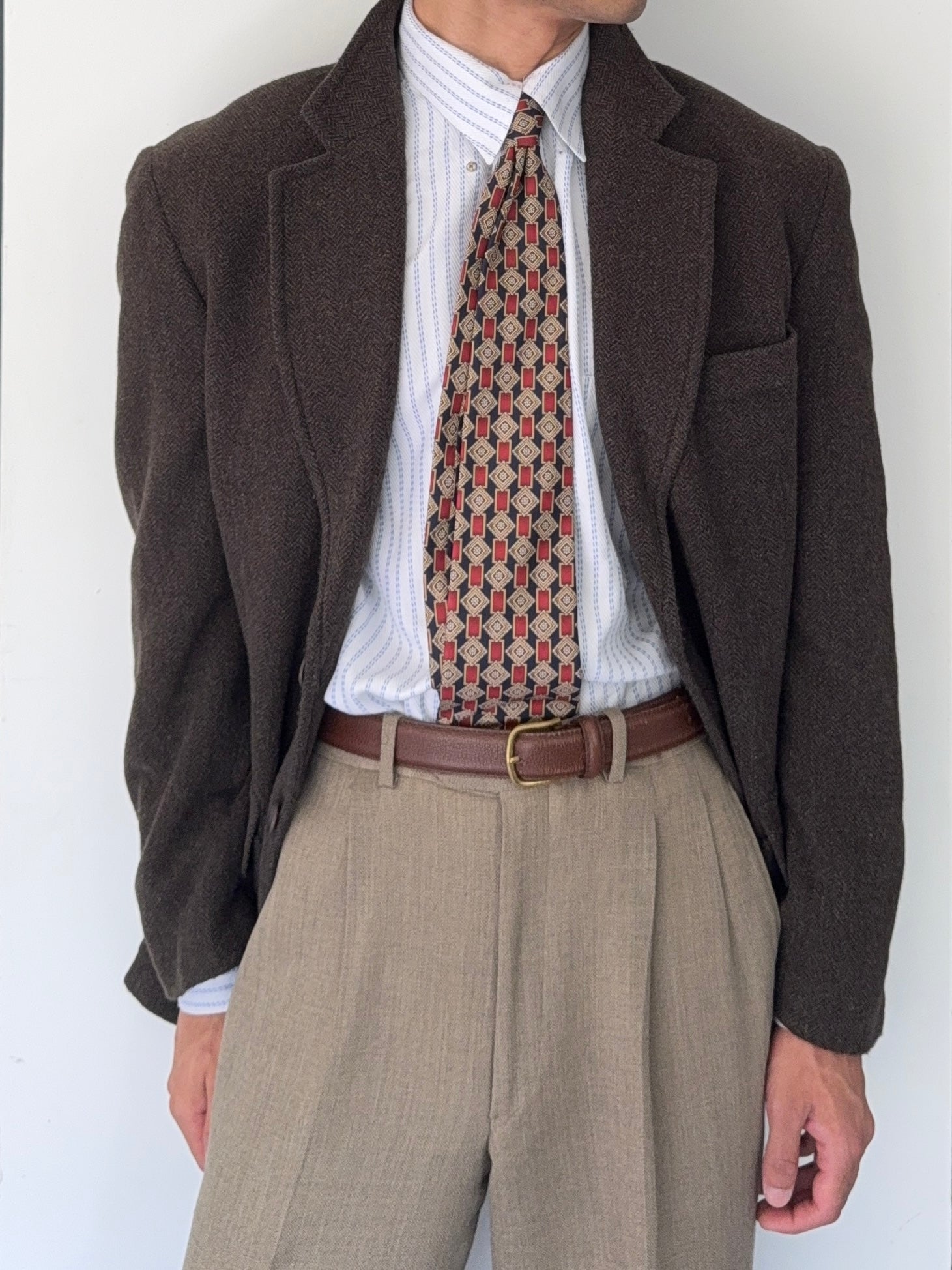 Emporio Armani 1990s 2B Brown Wool Hunting Jacket Blazer - Size S