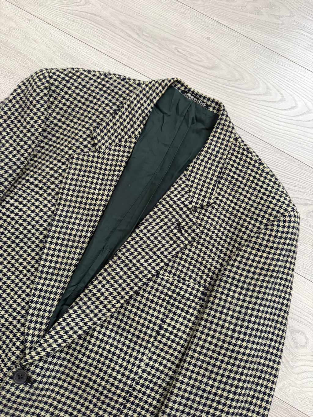 Giorgio Armani 1980s Houndstooth Textured Wool Check Sports Jacket Blazer - Size XL