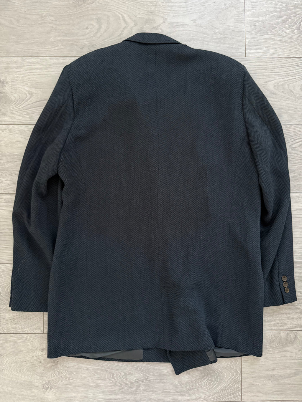 Armani Mani 1980s Peaked Lapel Double Breasted Herringbone Wool Sport Jacket Blazer - Size XXL