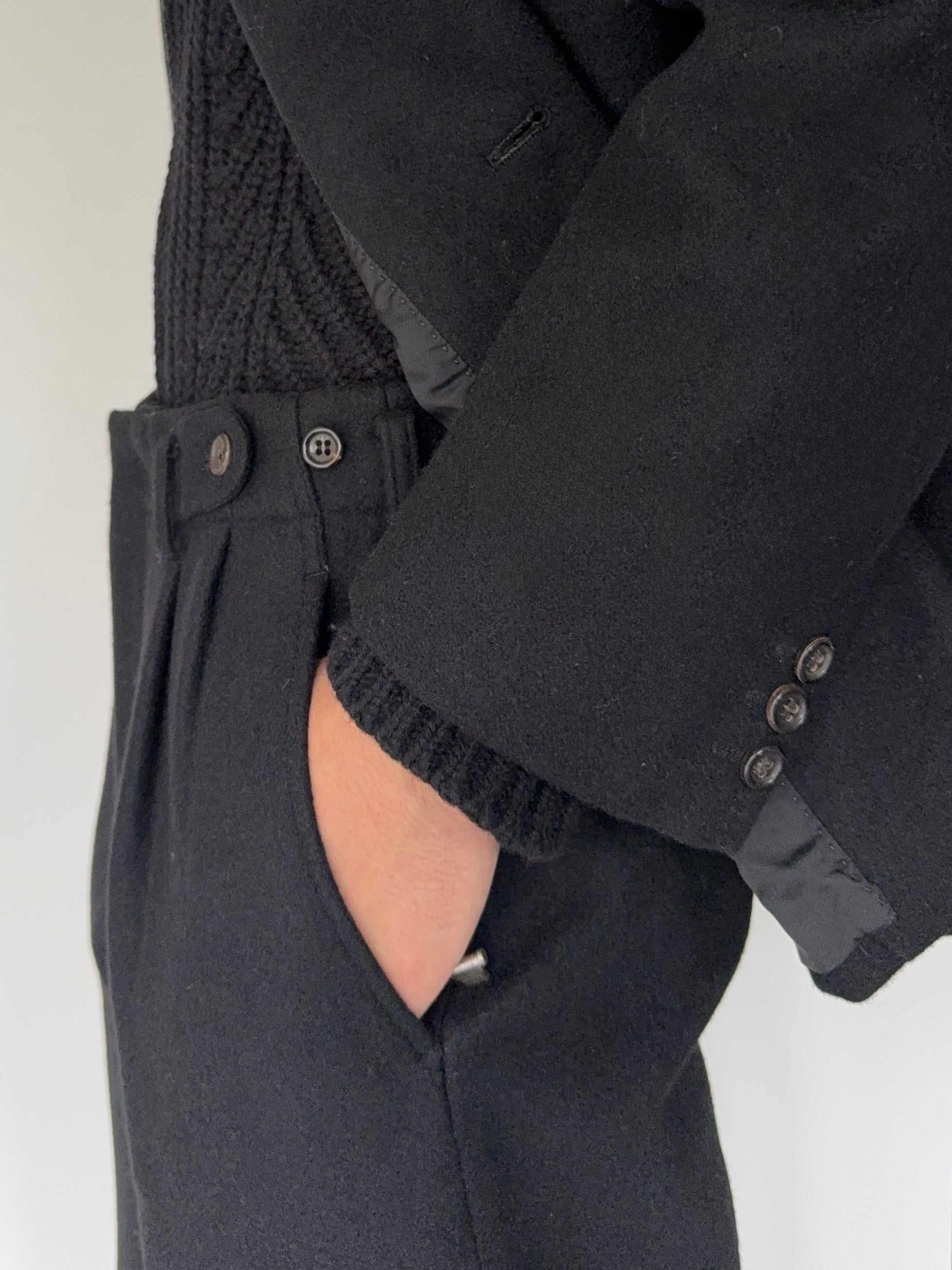 Comme Des Garcons Homme 1980s Triple Pleat Melton Wool Suit - M Jacket / 32" Waist