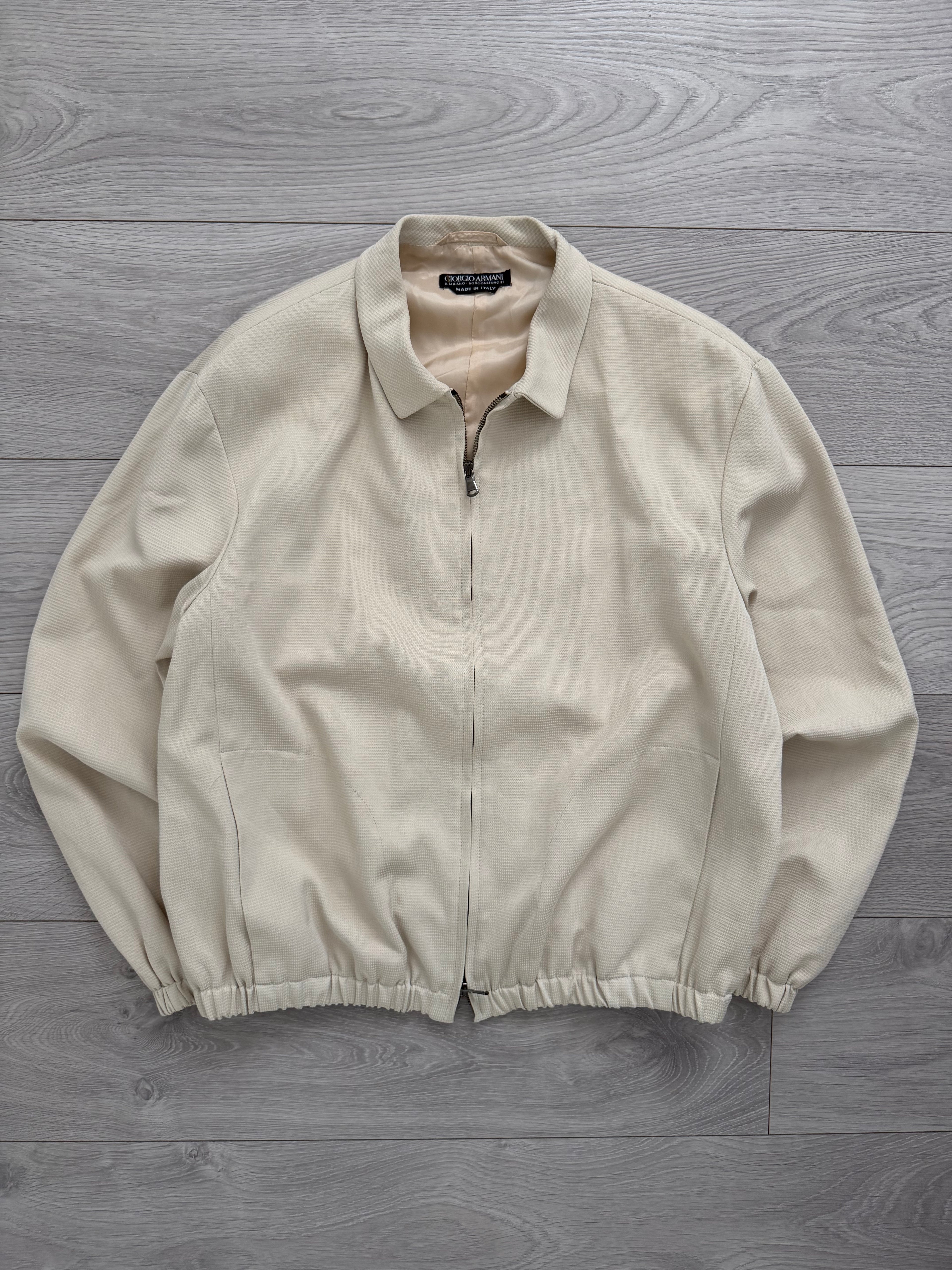 Giorgio Armani 1990s Black Label Cream Harrington Jacket - Size M