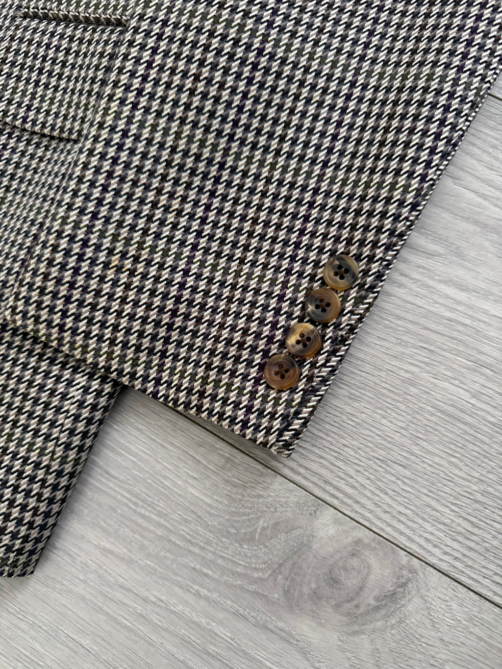 Burberry 1990s 2B Wool Silk Puppytooth Lightweight Partially Lined Sports Jacket Blazer - Size S