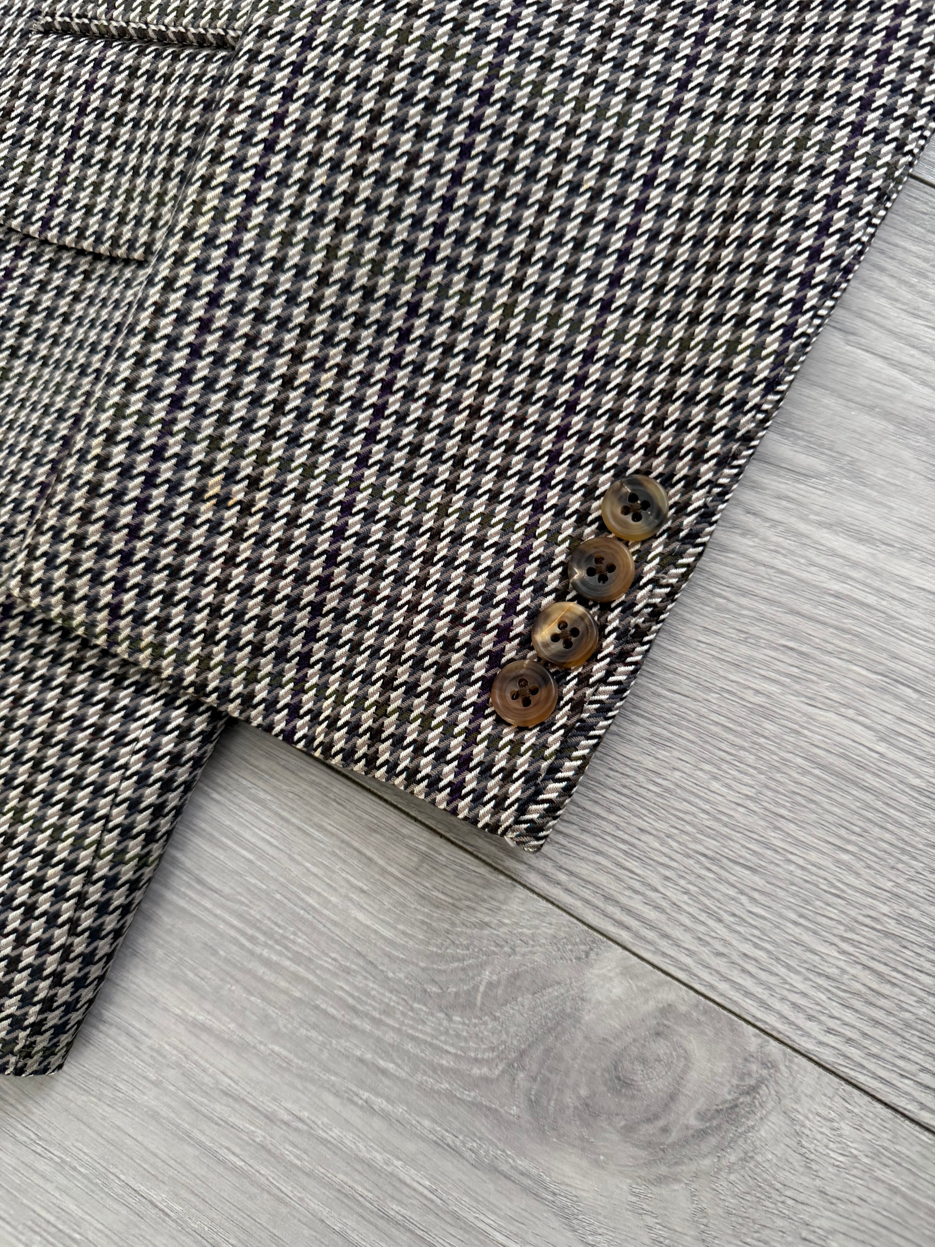 Burberry 1990s 2B Wool Silk Puppytooth Lightweight Partially Lined Sports Jacket Blazer - Size S