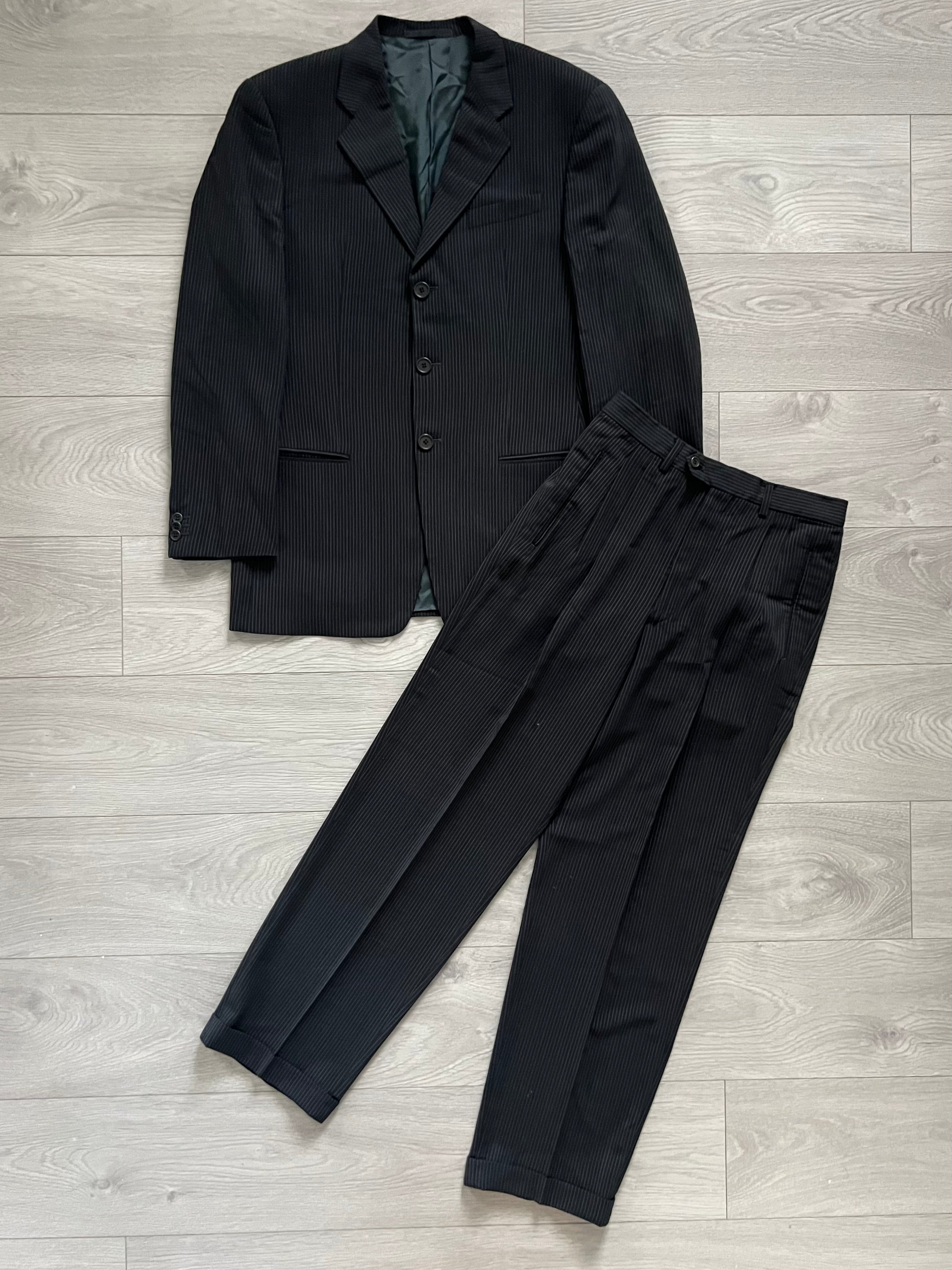 Armani 1990s Striped Pleated Relaxed Suit - M Jacket / 30" Waist