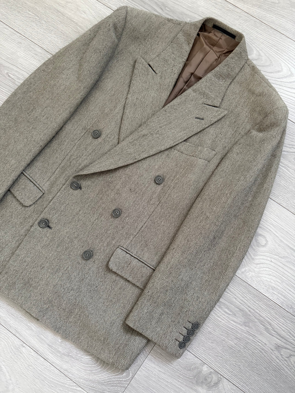 Dior 1980s Peaked Lapel Double Breasted Textured Wool Sports Blazer Jacket - Size M