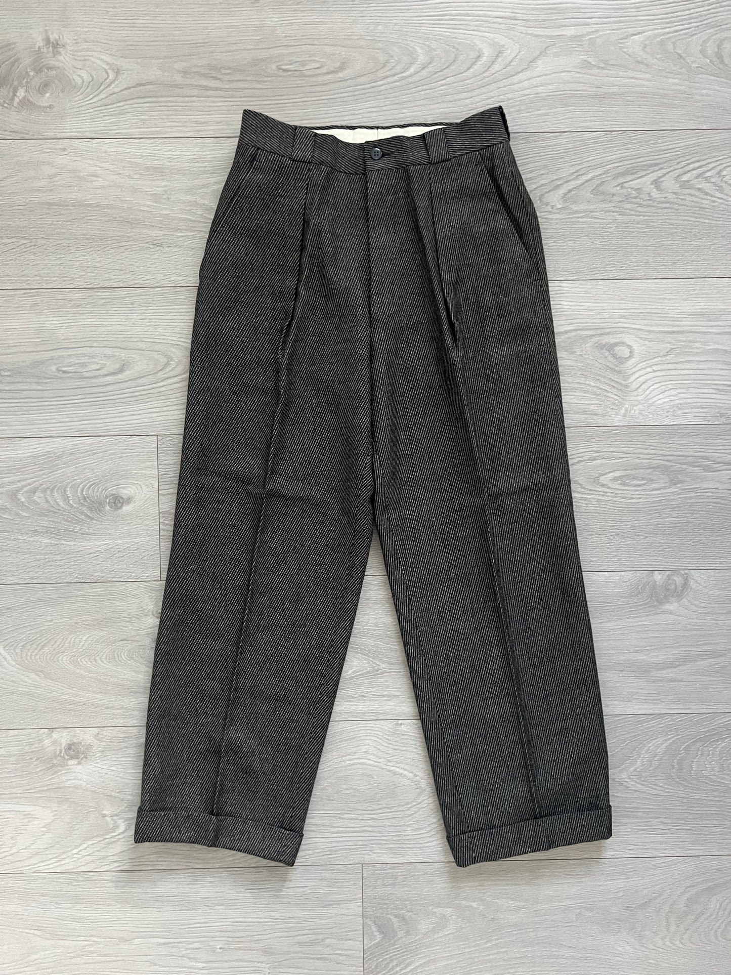 Armani 1990s Pleated Herringbone Wool Suit - S Jacket / 28" Waist