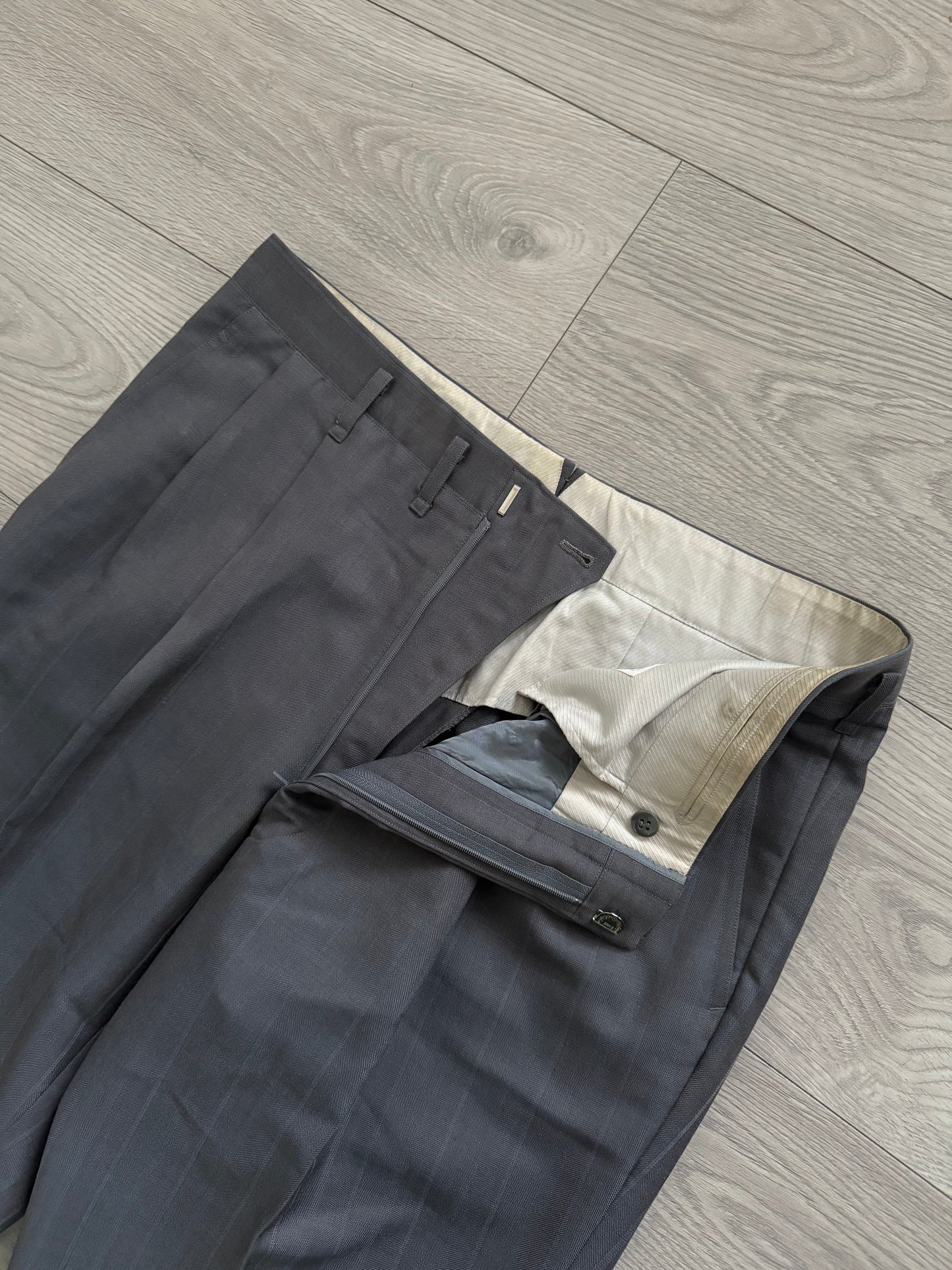 Yves Saint Laurent 1990s Double-Breasted Pleated Wool Suit - Size L Jacket / 34" Waist