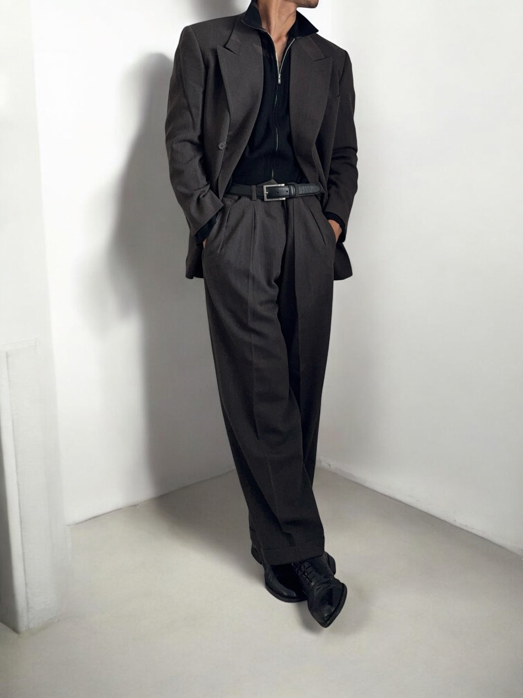 Giorgio Armani 1990s Double-Breasted Pleated Wool Suit - Size L Jacket / 34" Waist