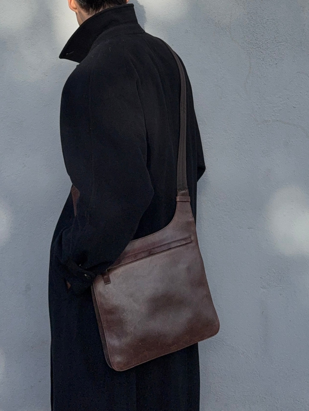 Prada Mainline 1990s Tobacco Brown Aged Leather Crossbody Bag