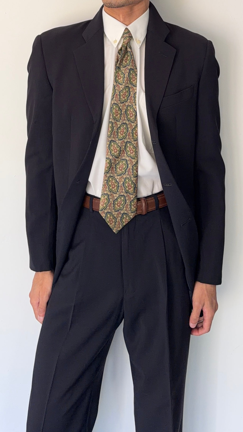 Armani 1990s 3B Pleated Wool Suit Navy - Size S Jacket / 28" Waist