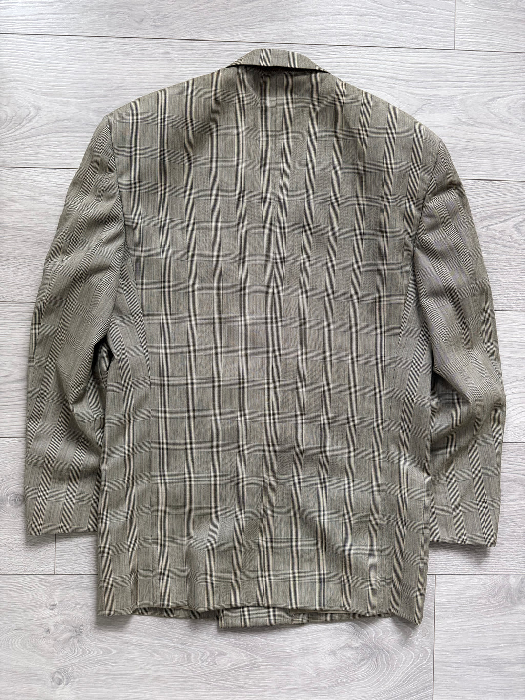 Emporio Armani 1980s Peaked Lapel Double Breasted Wool Check Sport Jacket Blazer - Size S