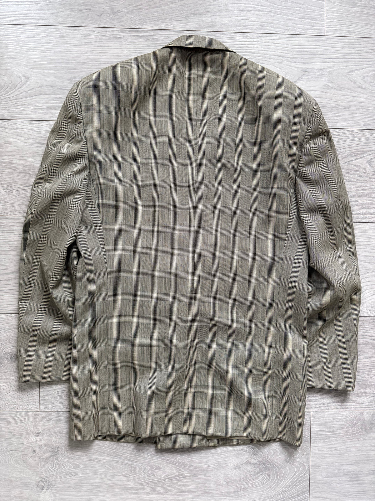 Emporio Armani 1980s Peaked Lapel Double Breasted Wool Check Sport Jacket Blazer - Size S