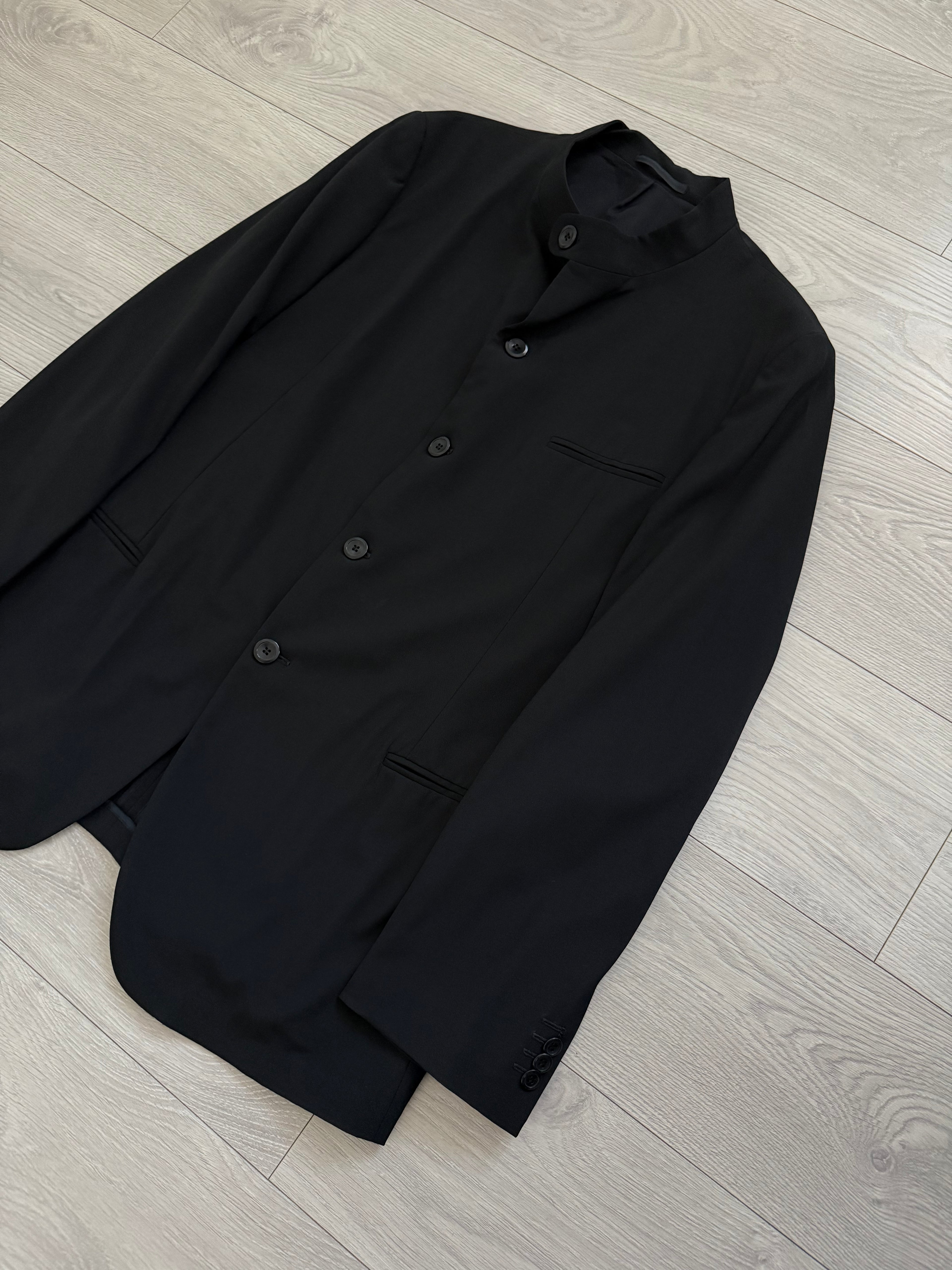 Armani 1990s Nehru Collar Draped Wool Suit - Size XXL Jacket / 38" Waist