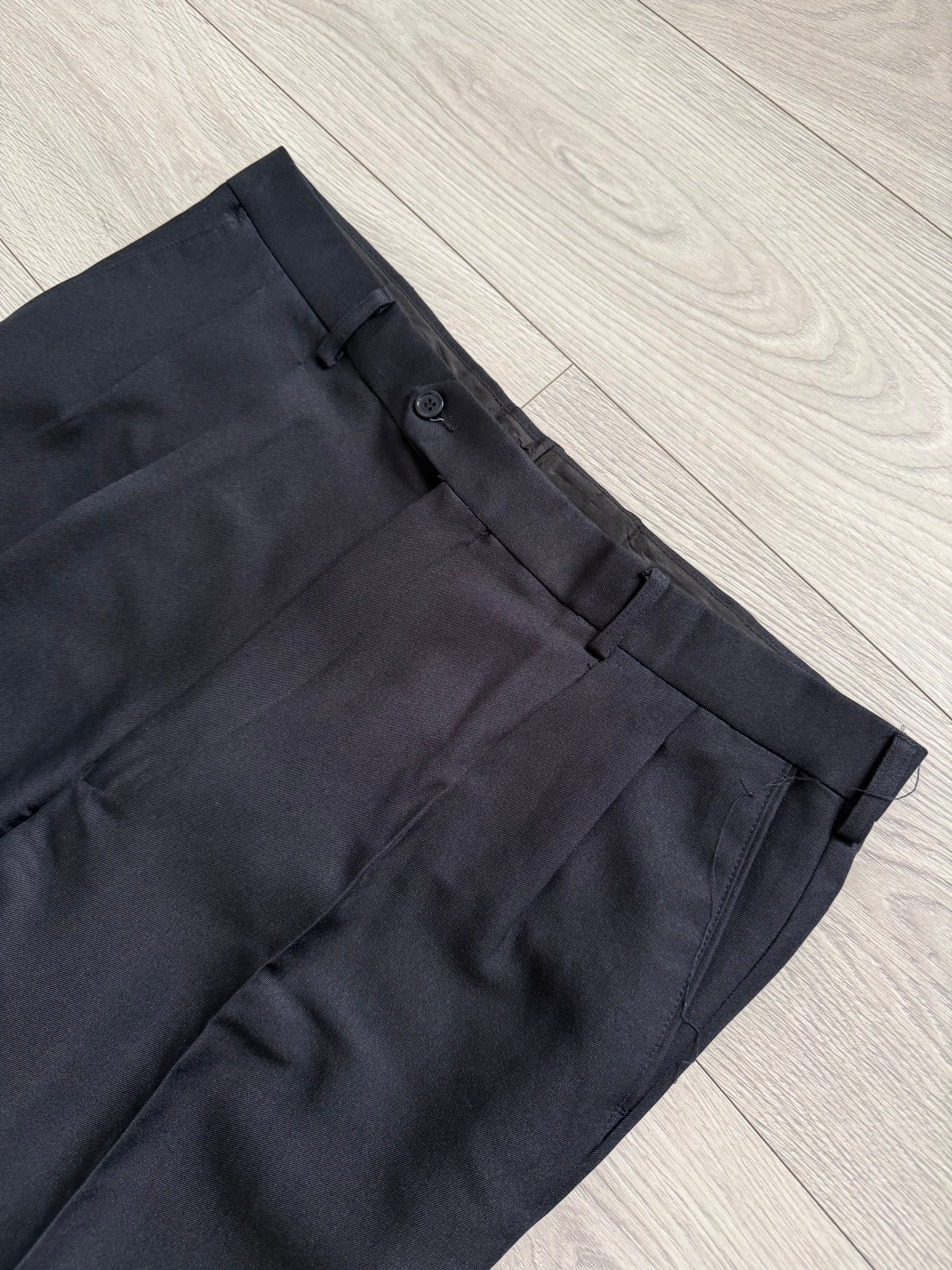 Vintage 1990s Double Pleat Wool Navy Pants - Size 38
