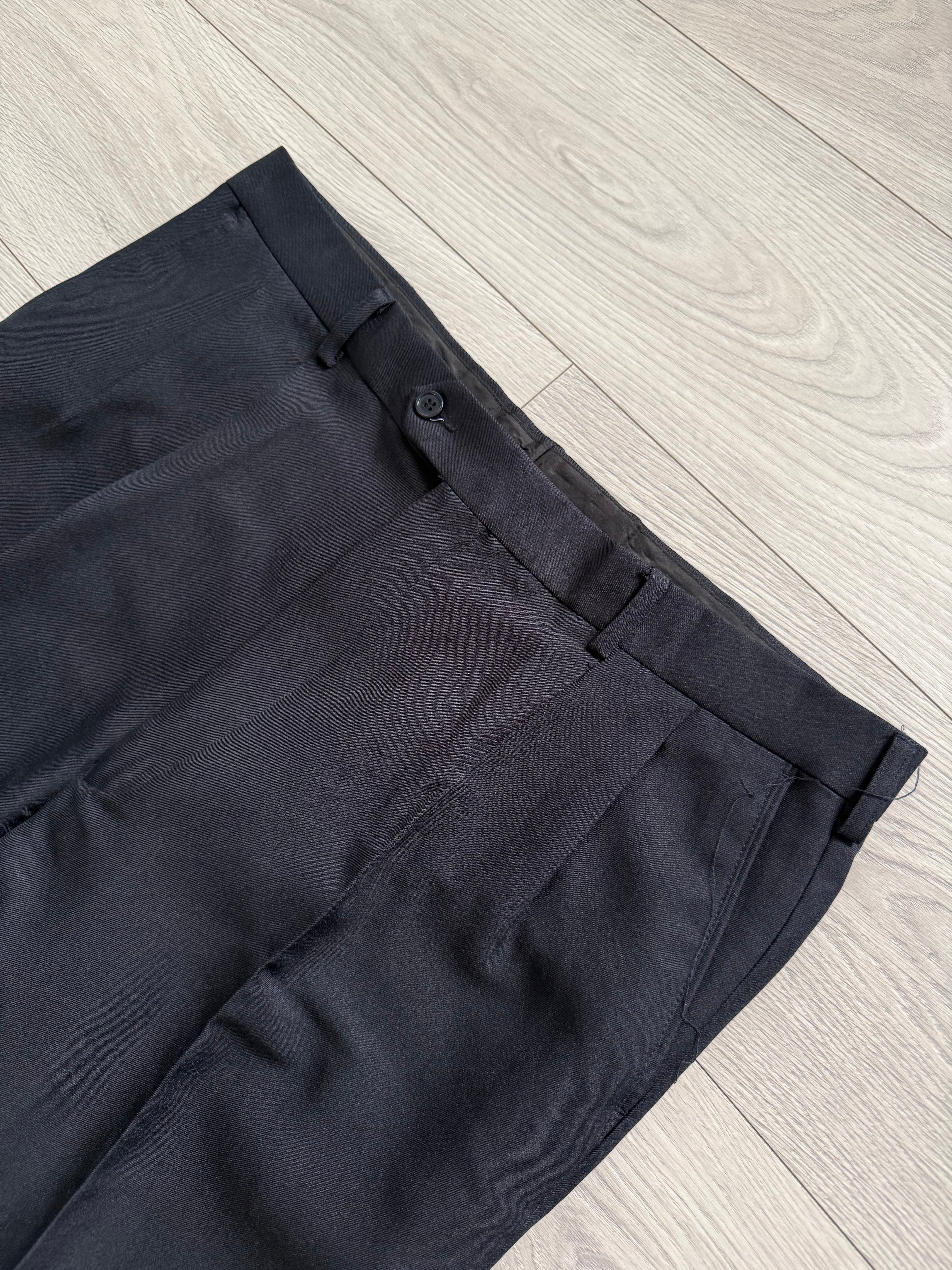 Vintage 1990s Double Pleat Wool Navy Pants - Size 38" Waist