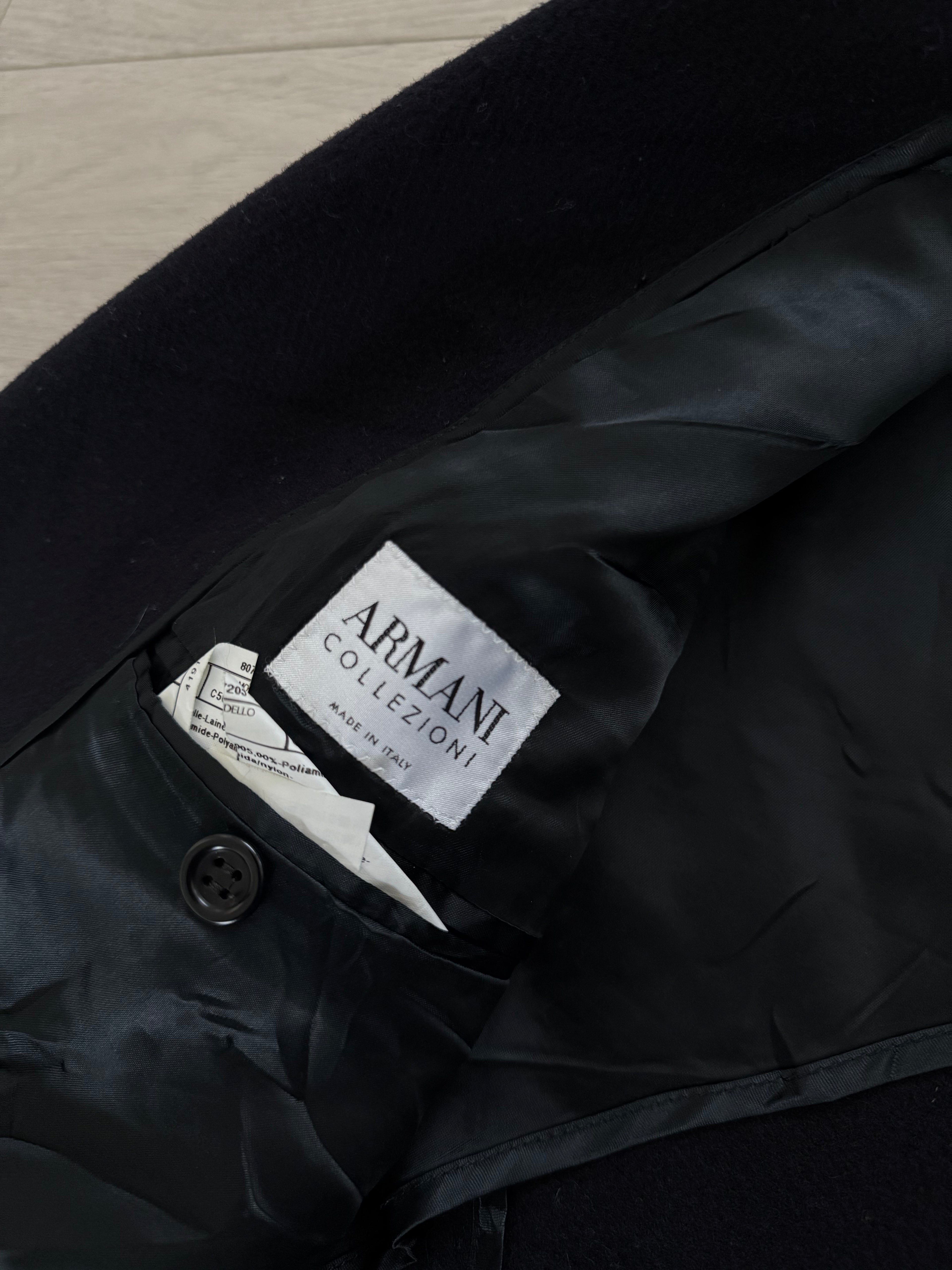 Armani 1990s Peaked Lapel Wool Coat - Size M