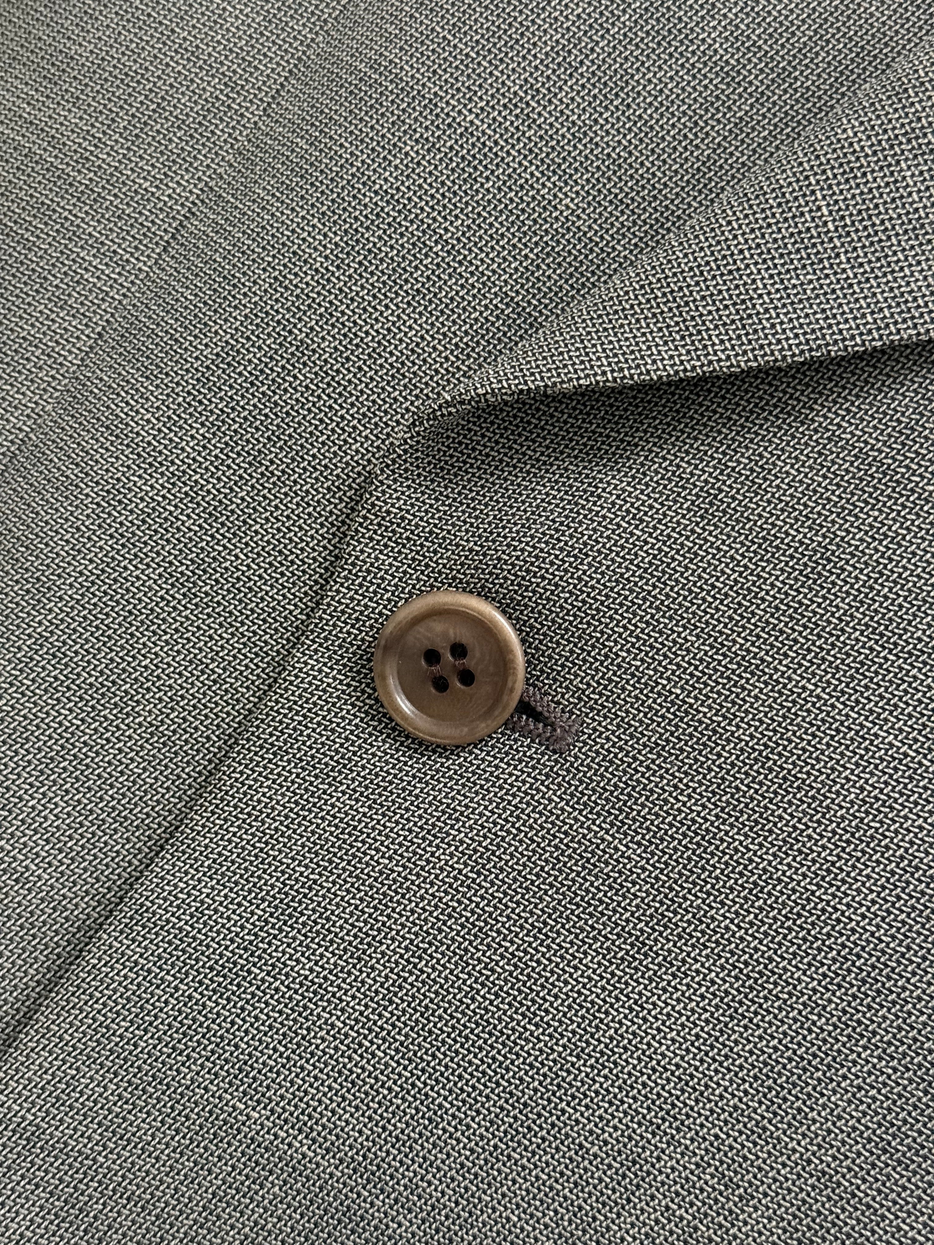 Valentino 1980s 6B Double Breasted Wool Power Suit in Taupe Olive - Size M Jacket / 32" Waist