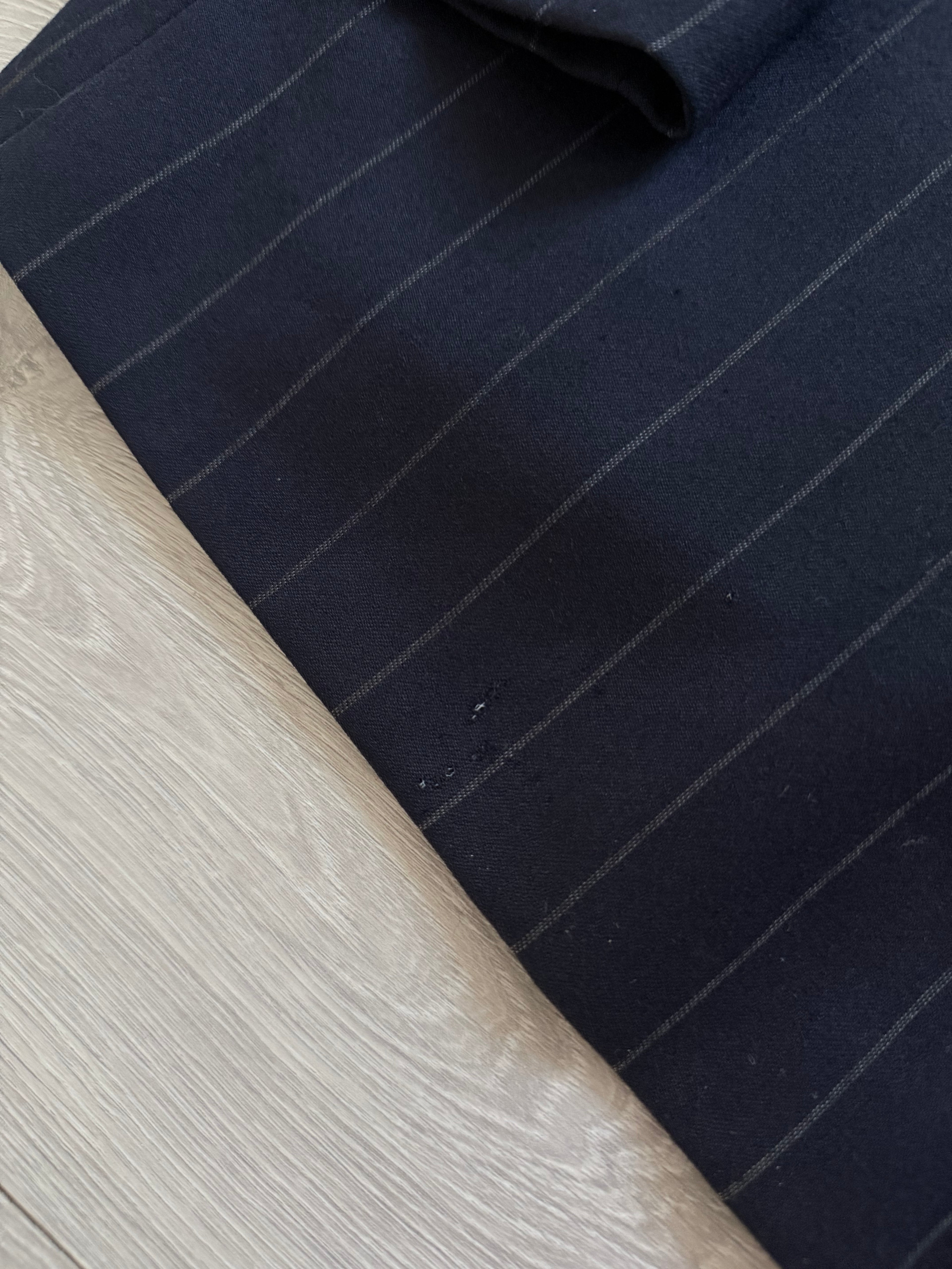 Hugo Boss 1980s 'Al Capone' Peak Lapel Double Breasted Pleated Striped Navy Suit - Size XXL Jacket / 36" Waist